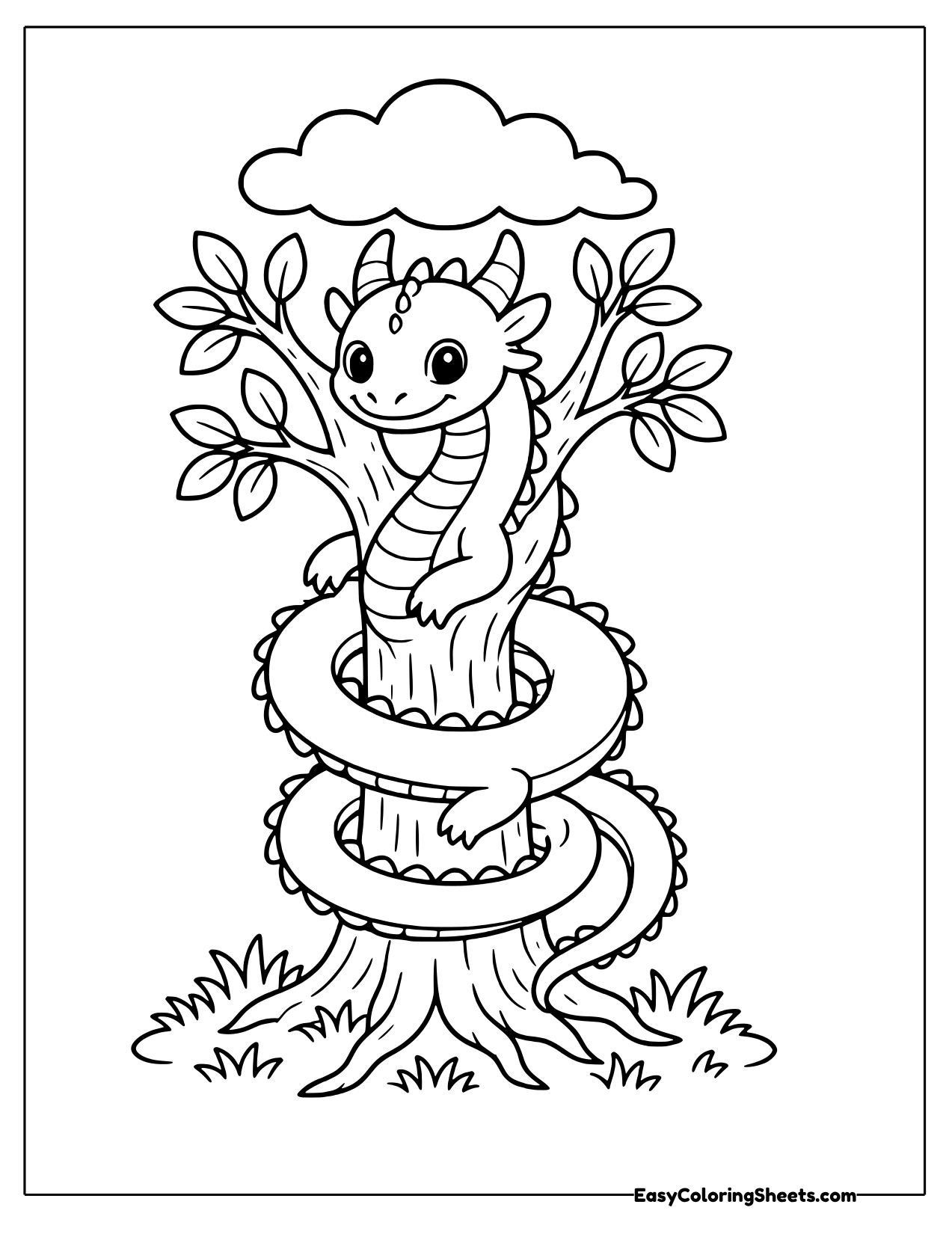 Dragon coiled around a tree
