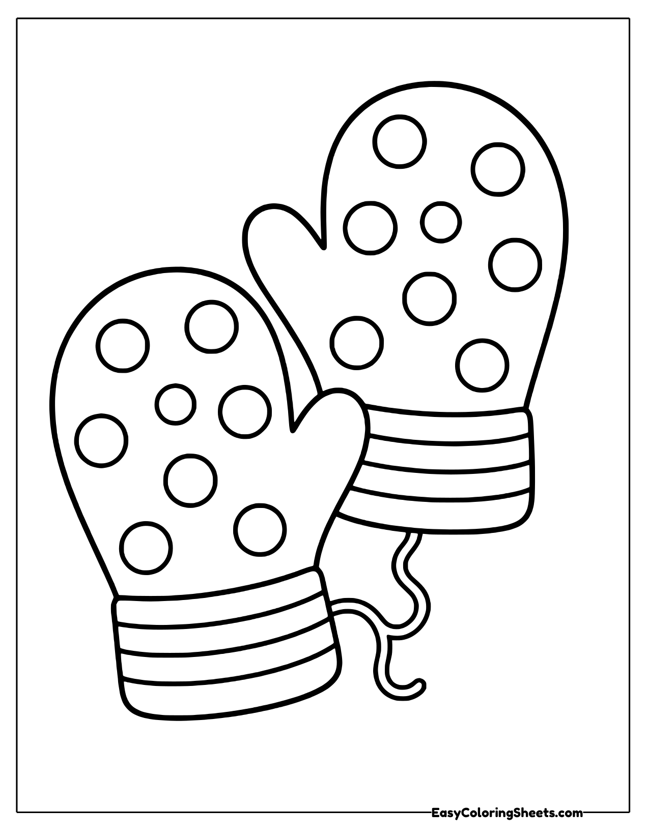 Two overlapping polka dot mittens