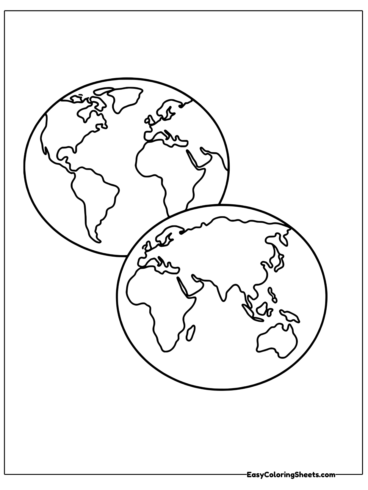Two globes of the Earth overlap, each showing different continents and oceans.
