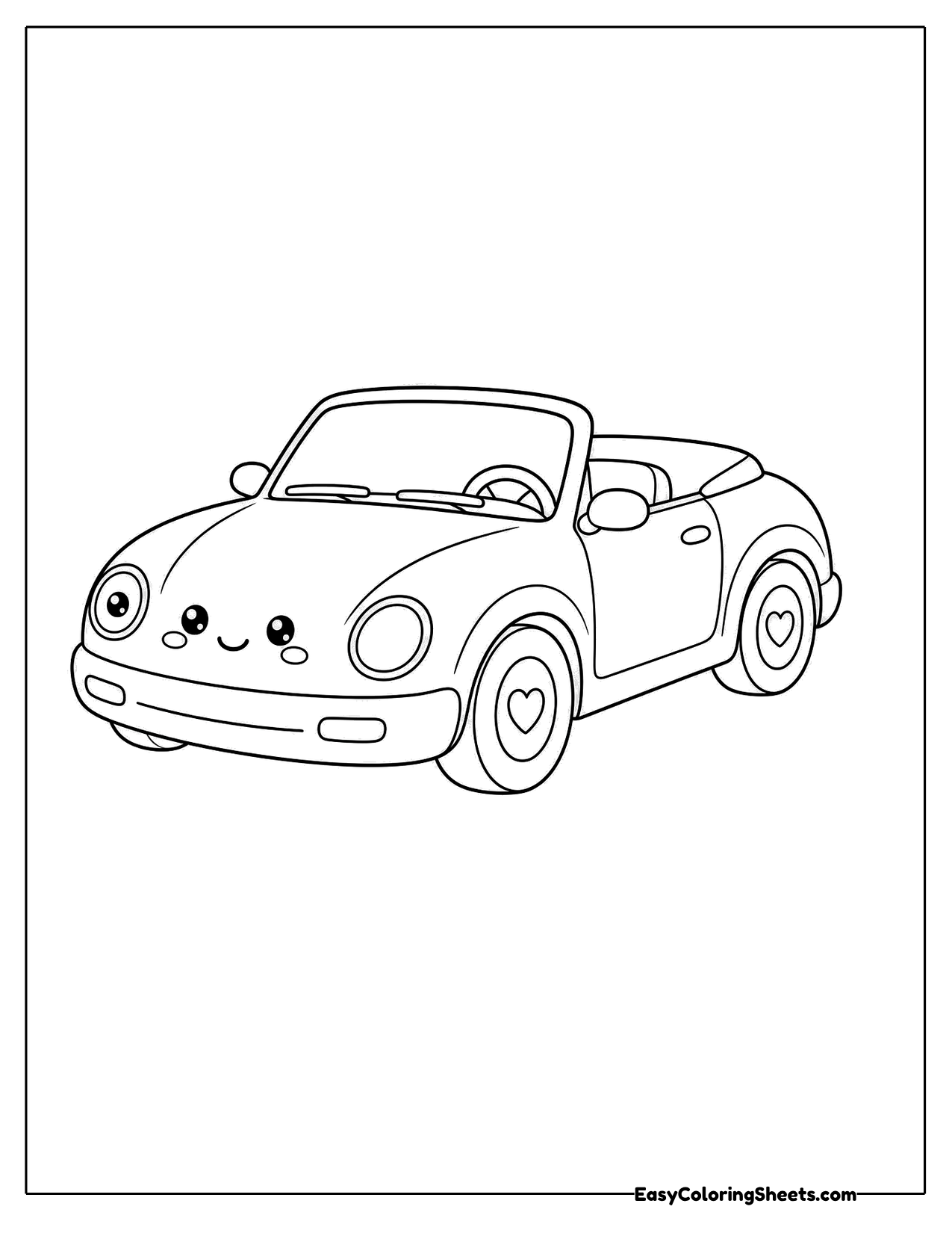 Convertible car with its top down