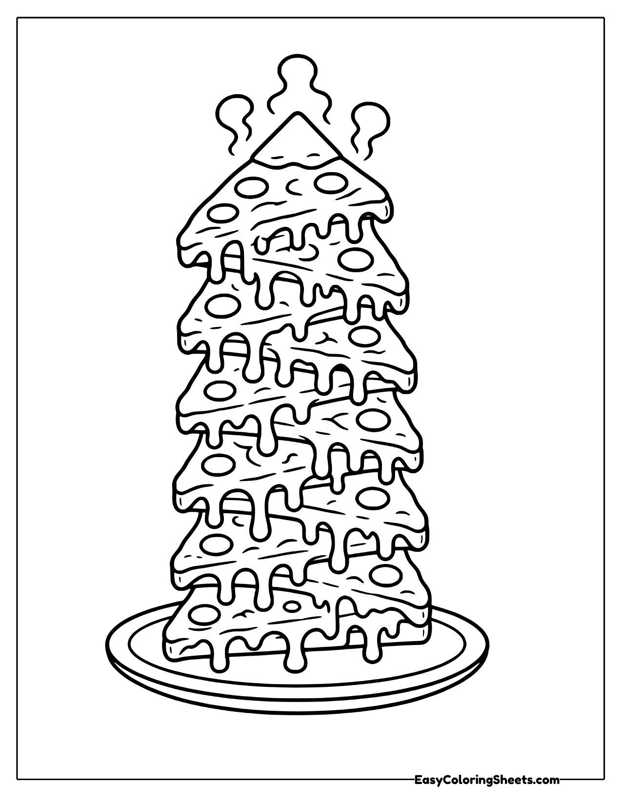 Tower of stacked pizza slices with cheese