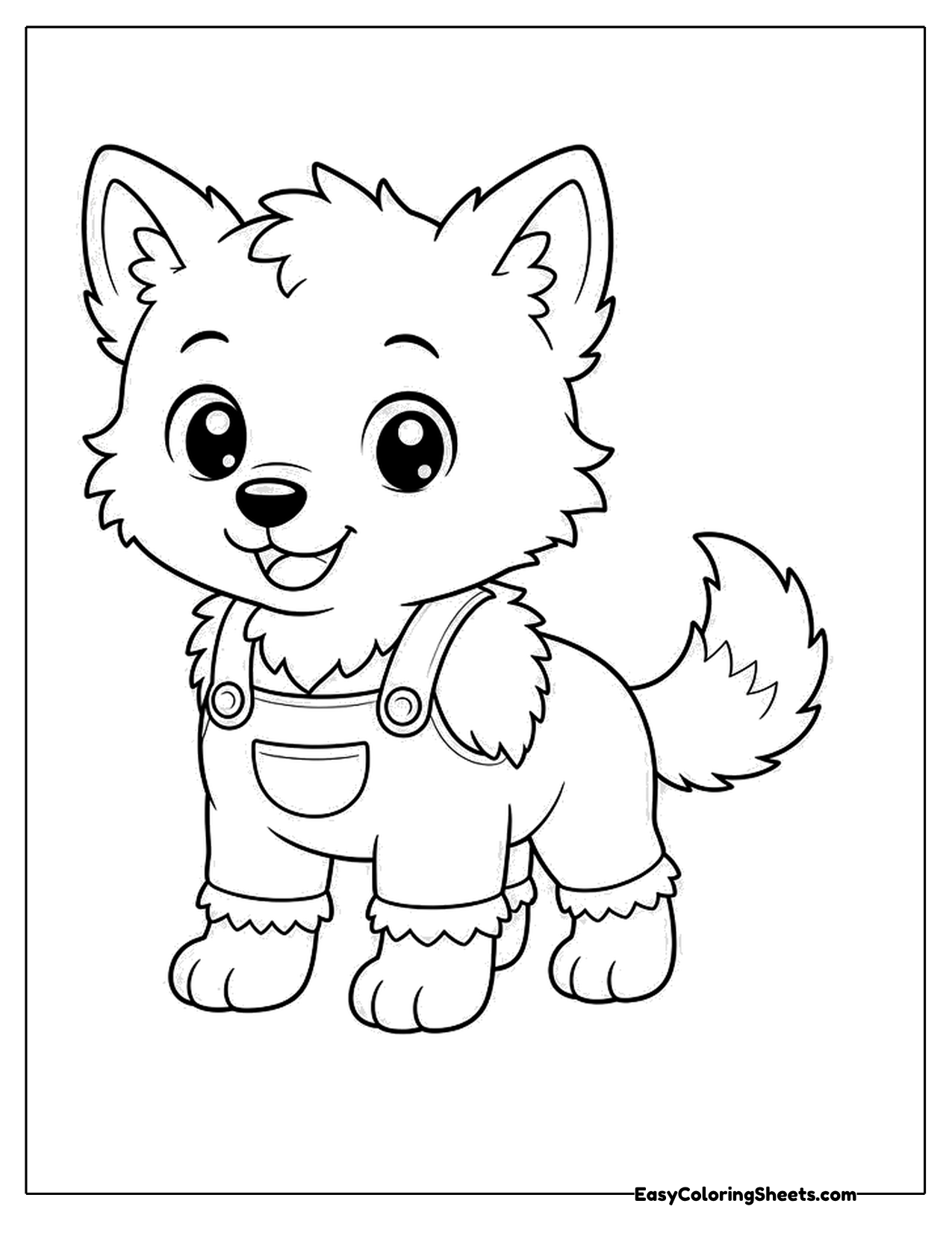 Baby werewolf in overalls