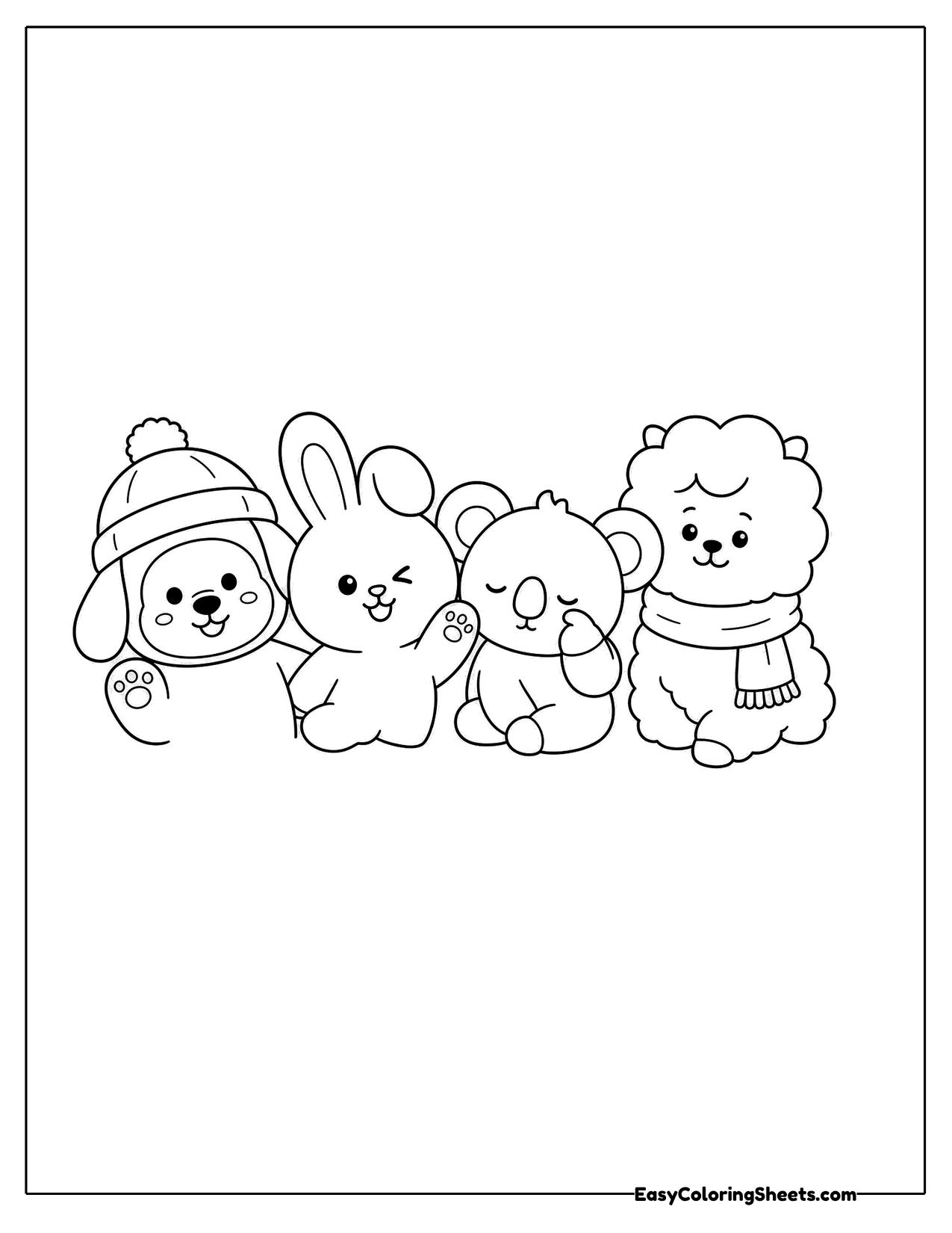 Group of cute plush character friends
