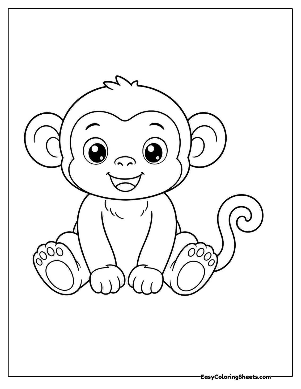 Cute monkey sitting and smiling