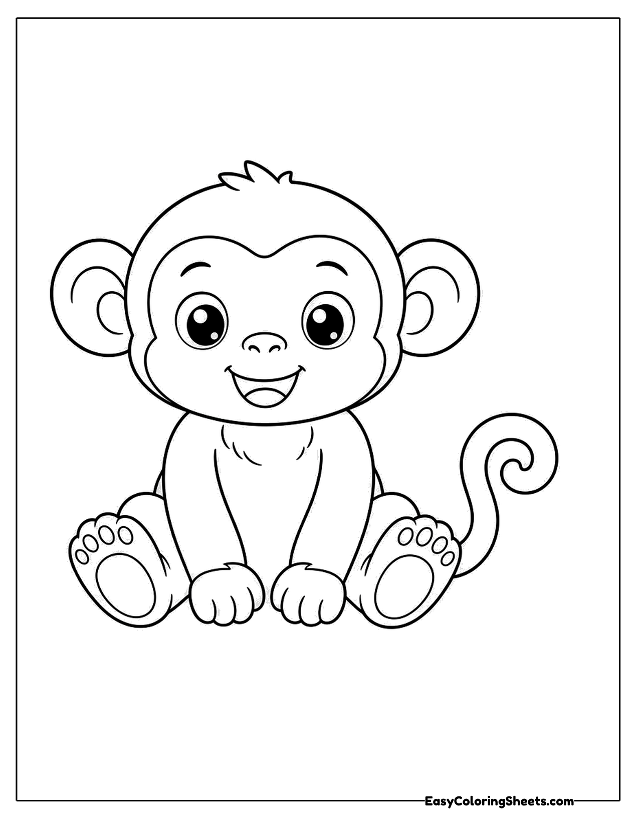 Cute monkey sitting and smiling