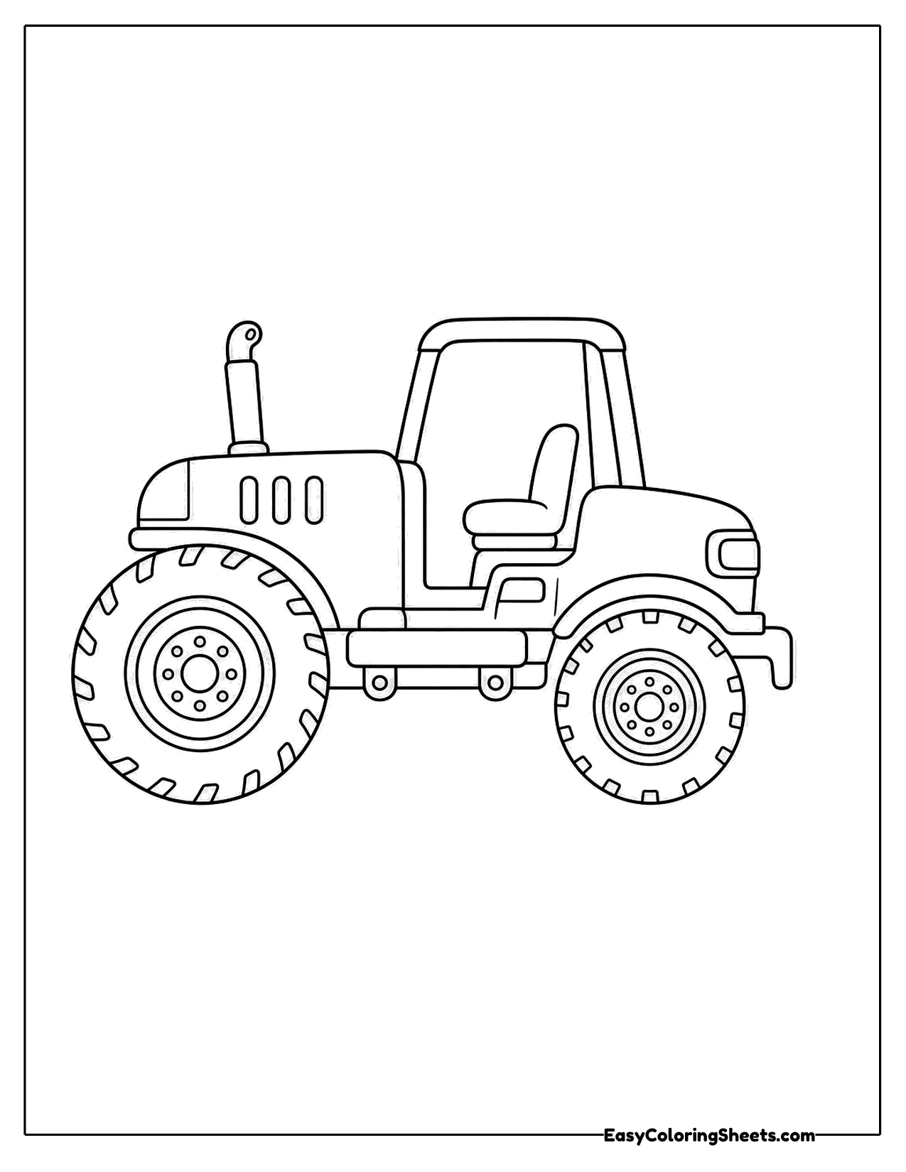 Simple farm tractor in side view