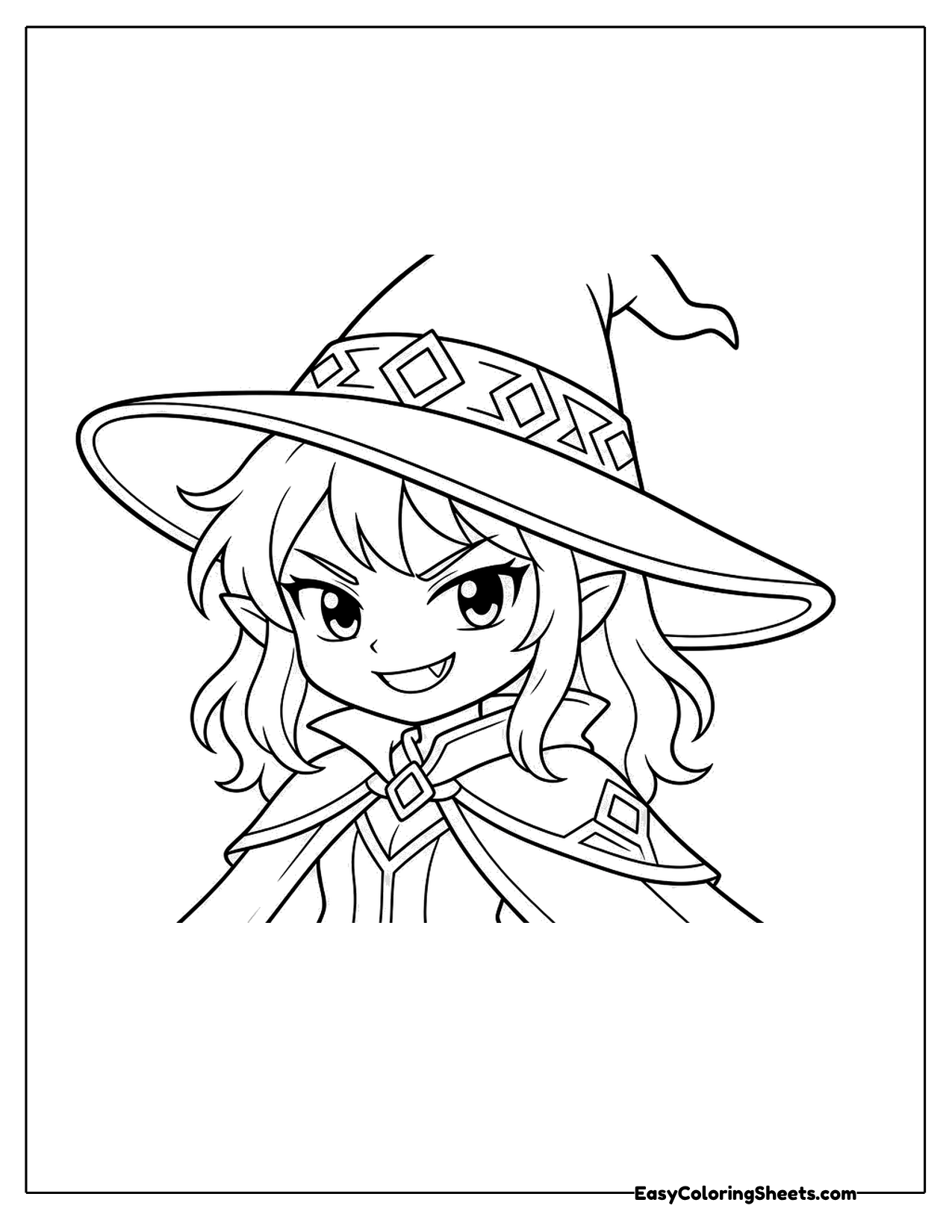 Young witch in a wide brim hat