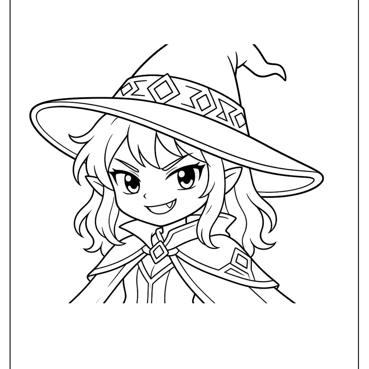 Young witch in a wide brim hat
