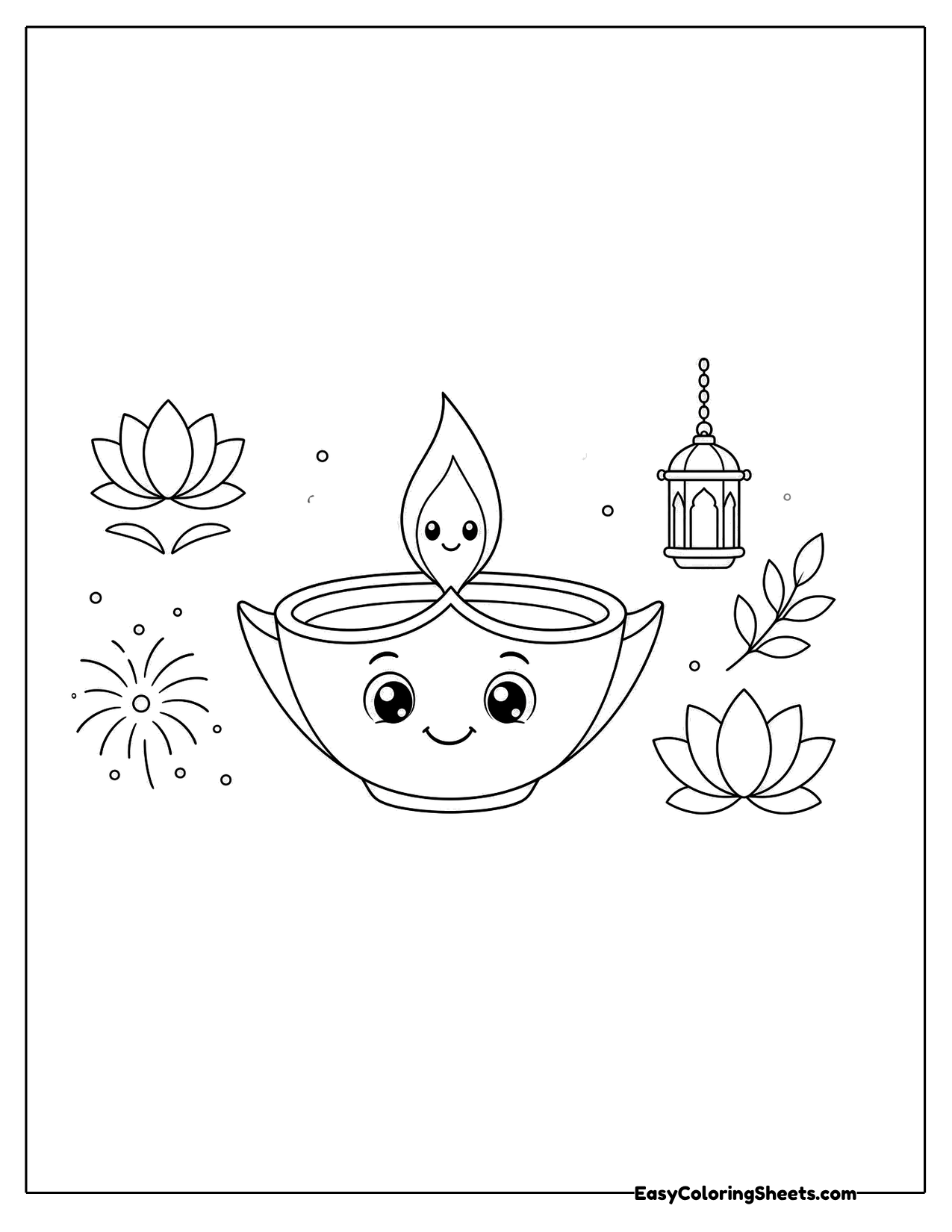 17 Diwali Coloring Pages (Free PDF Printables) | Easy Coloring Sheets