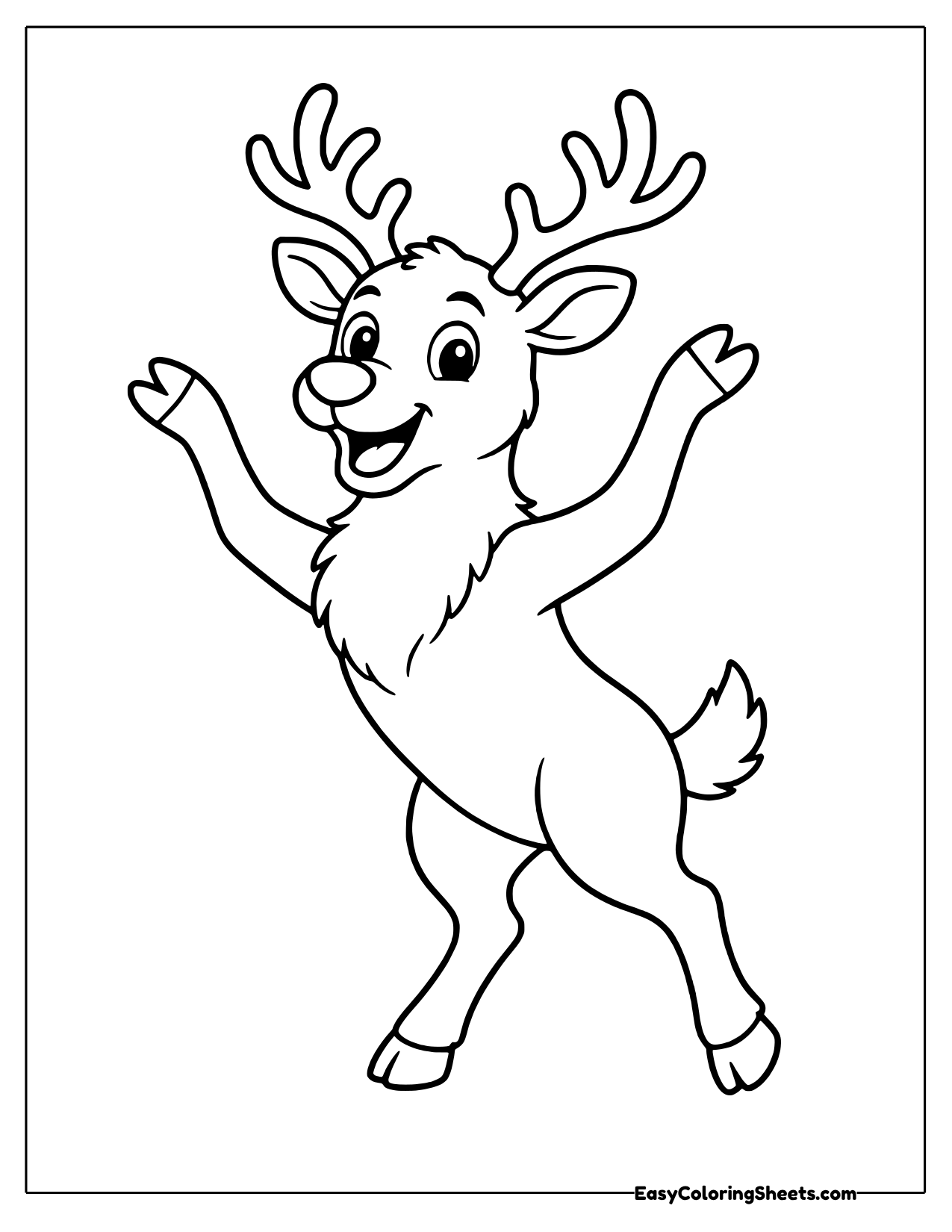 Reindeer rearing up with hooves raised