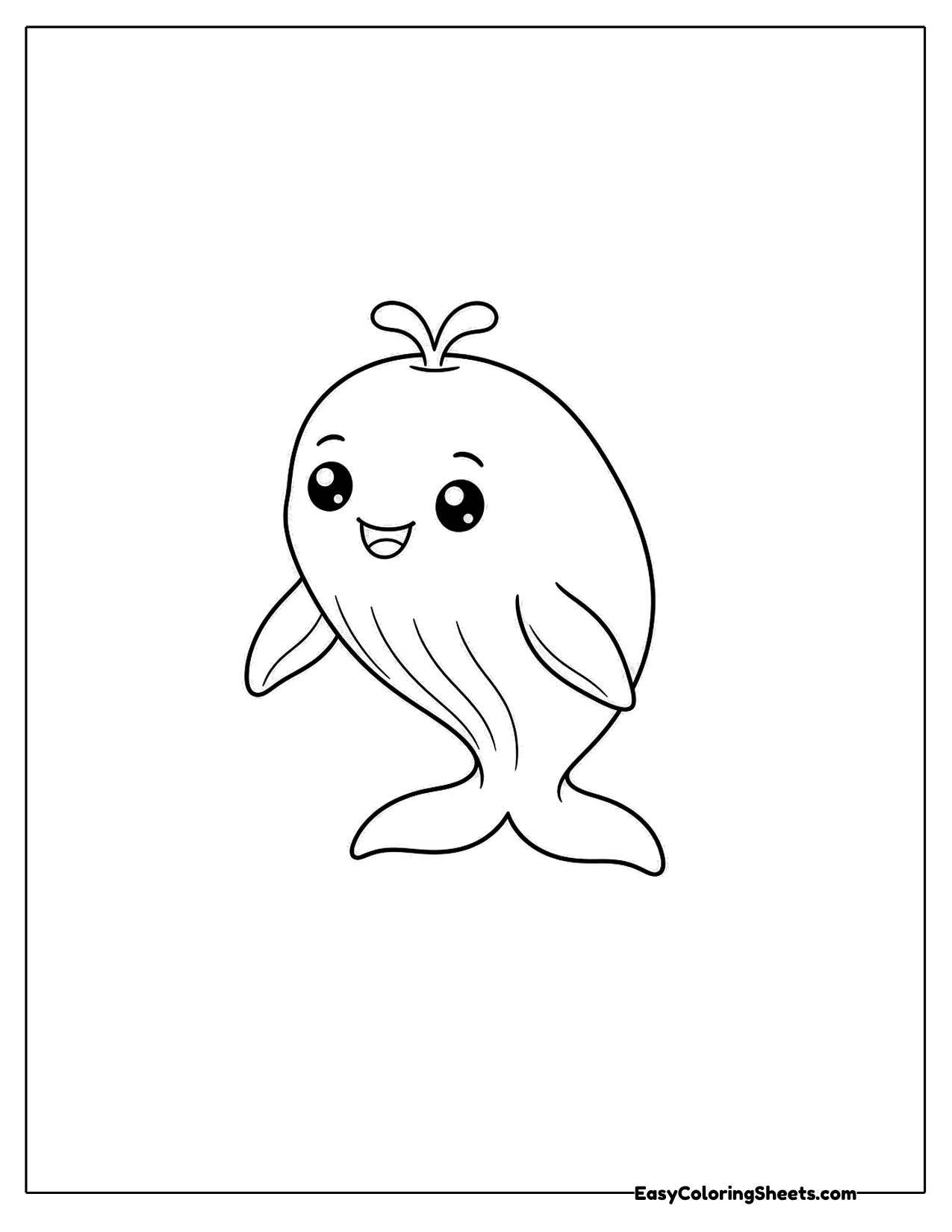 Upright whale with a water spout