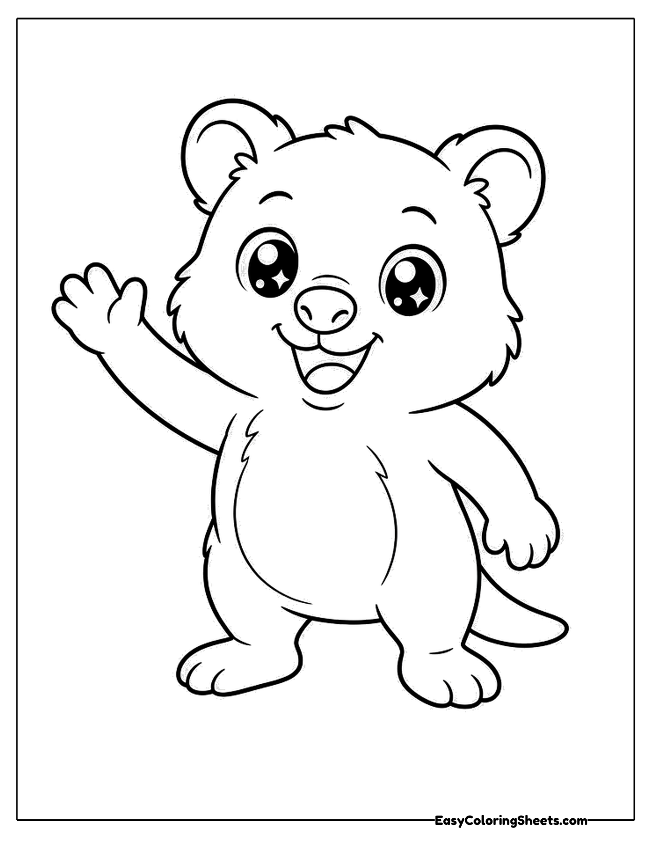 Quokka character waving