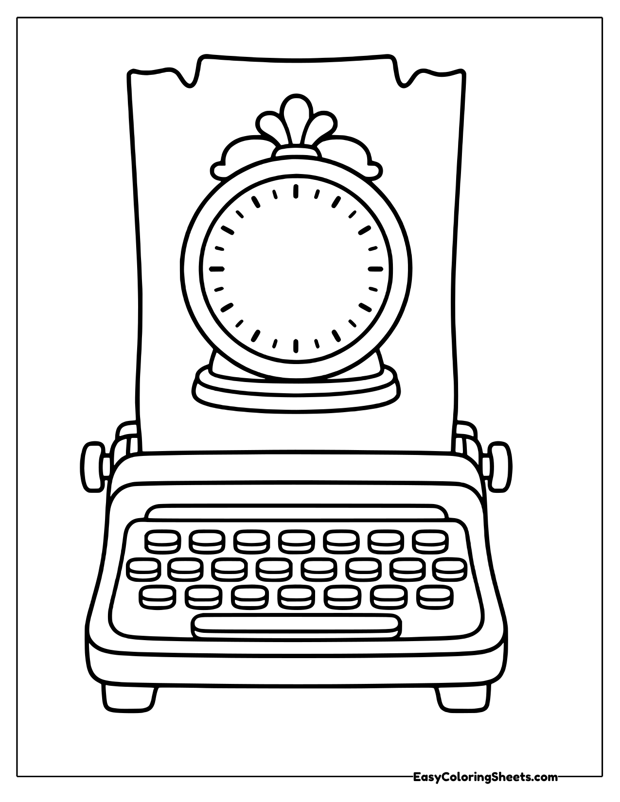 Typewriter with a clock on top