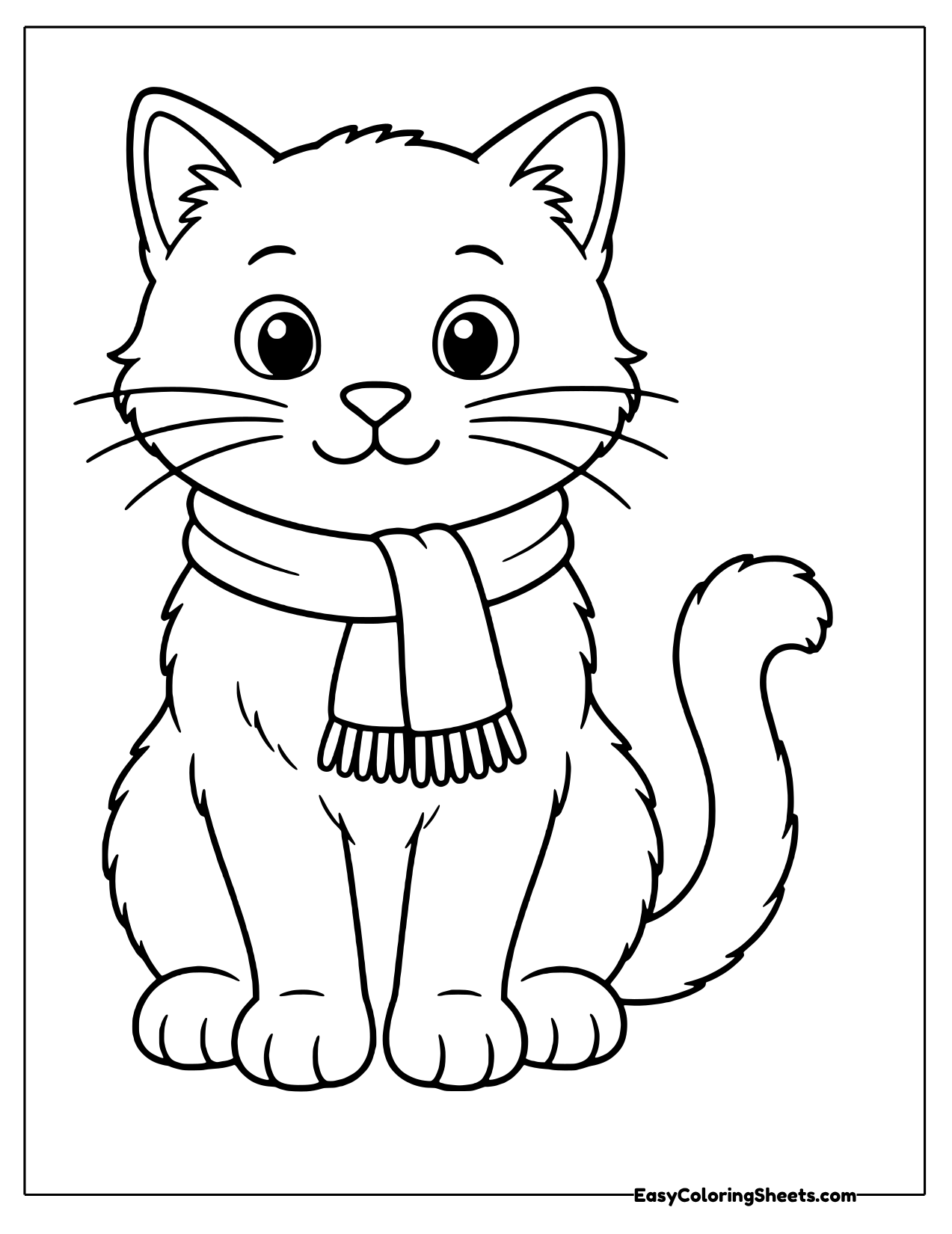 Kitten wearing a knitted scarf