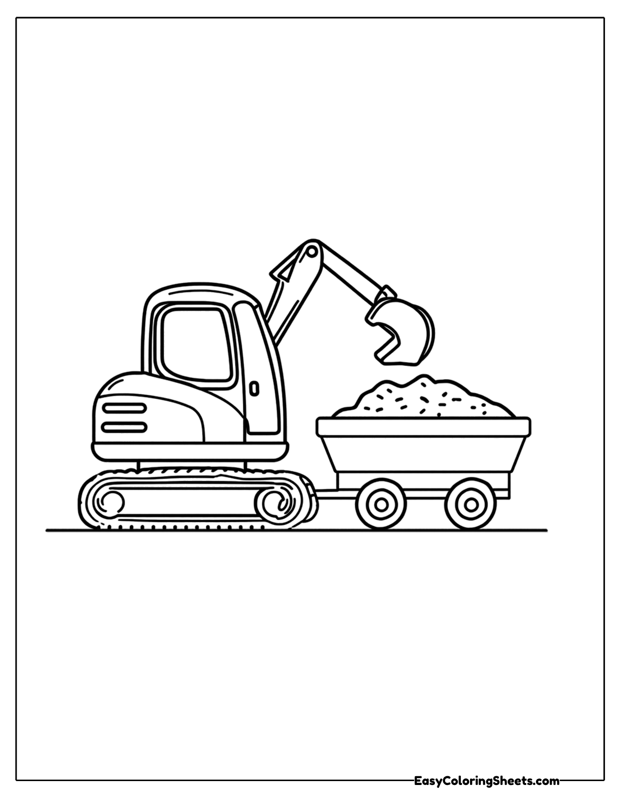 Mini excavator with a dump trailer