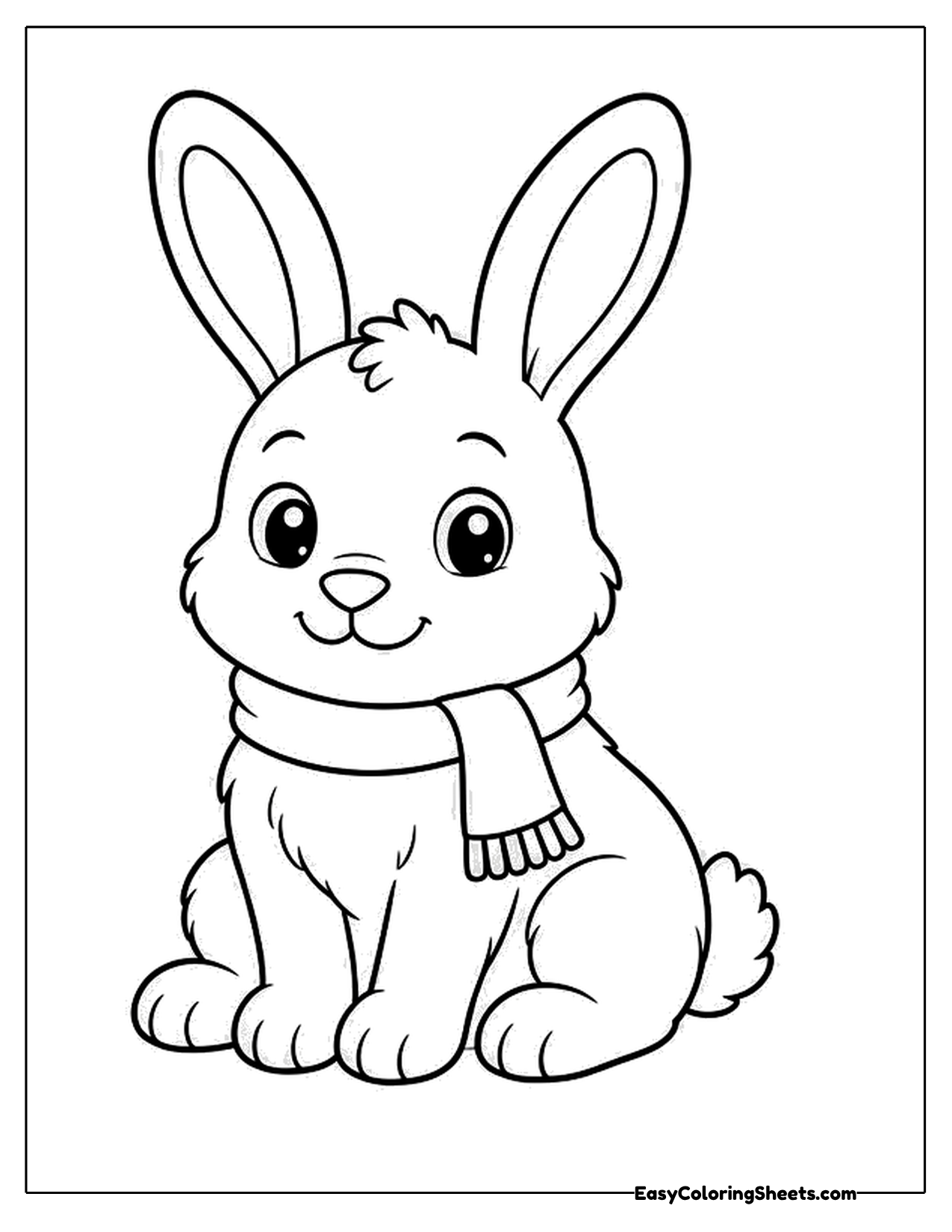Bunny wearing a scarf with fringed ends