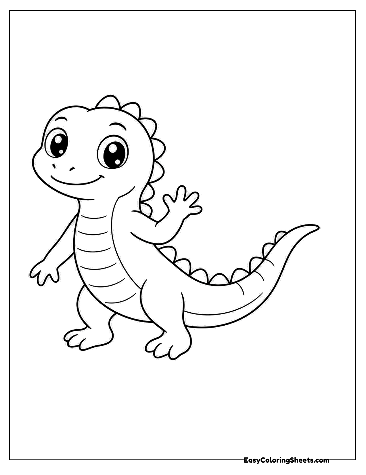 Upright cartoon lizard waving hello