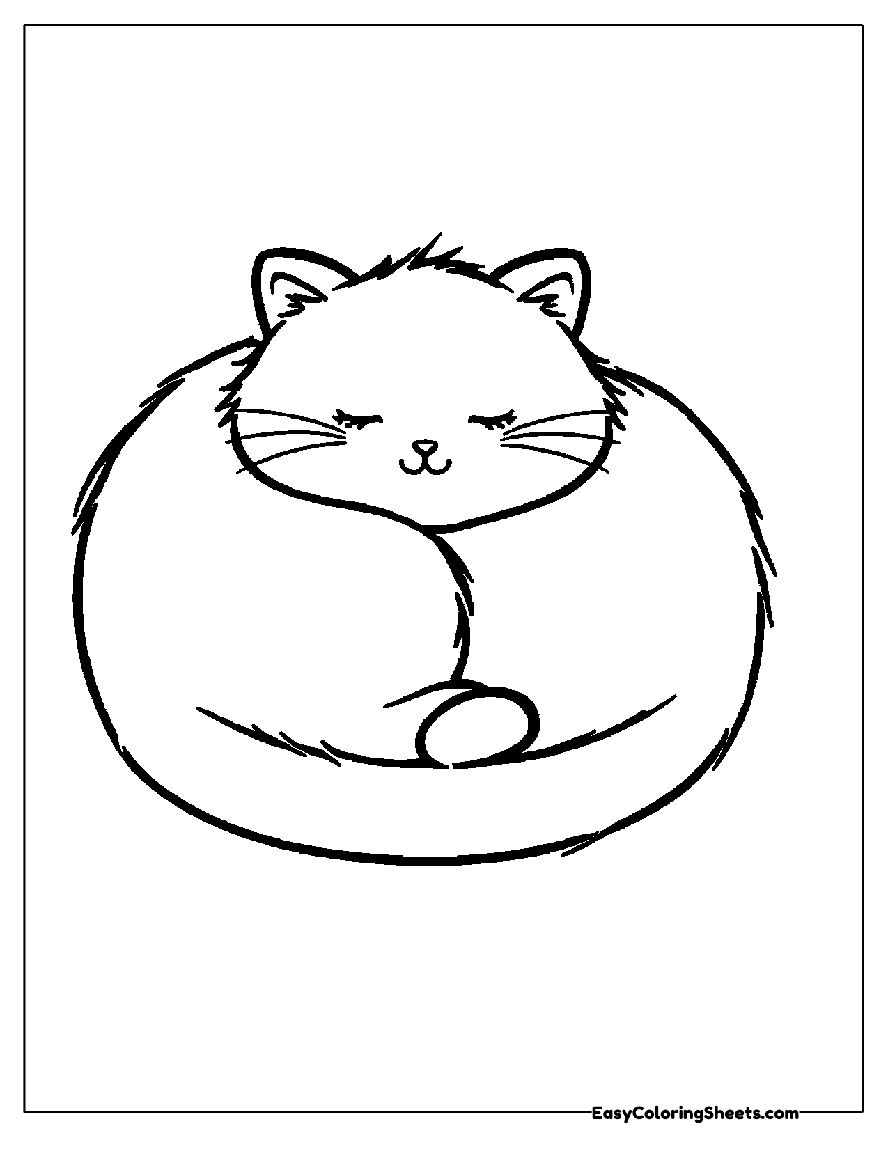 Cat sleeping curled into a round ball