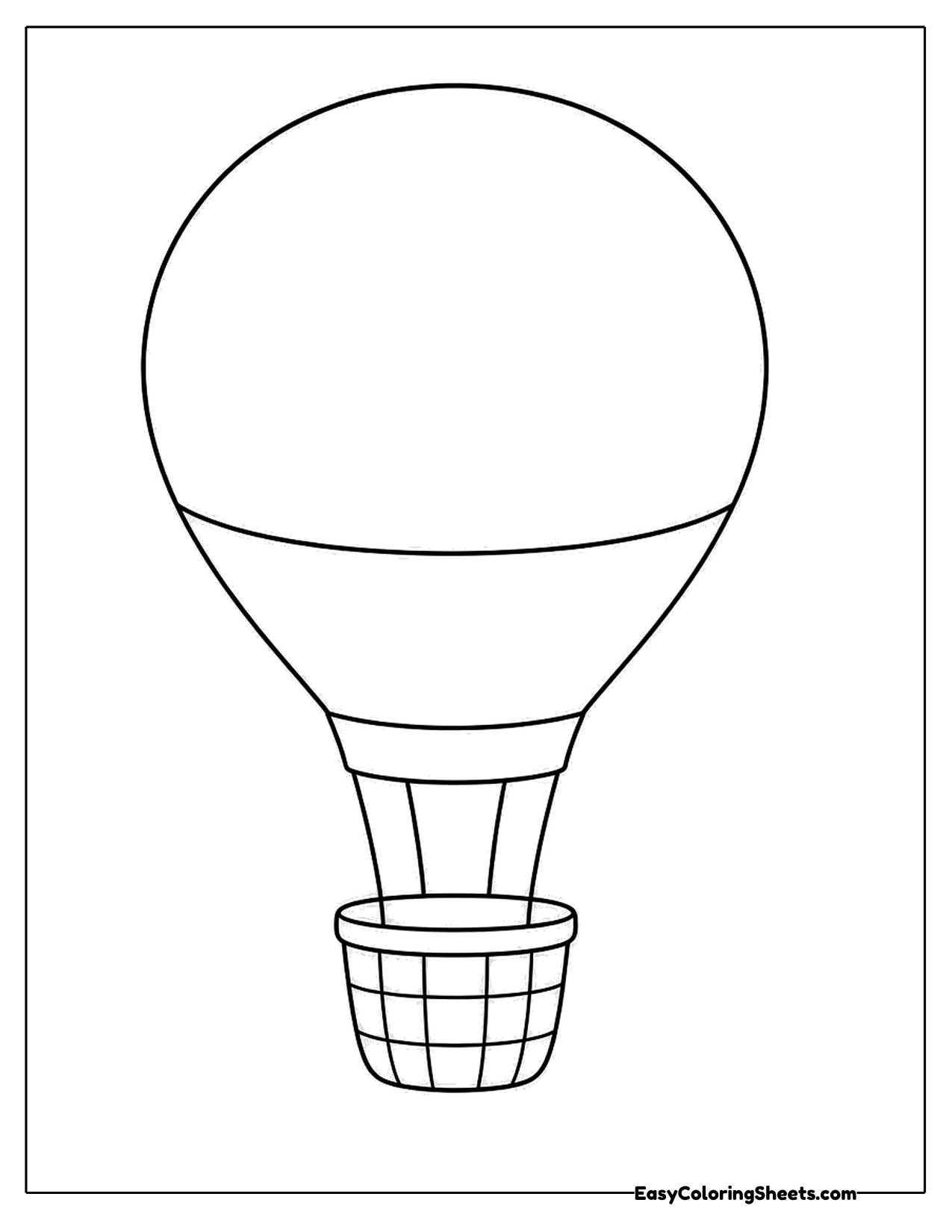 Simple hot air balloon with a band and basket