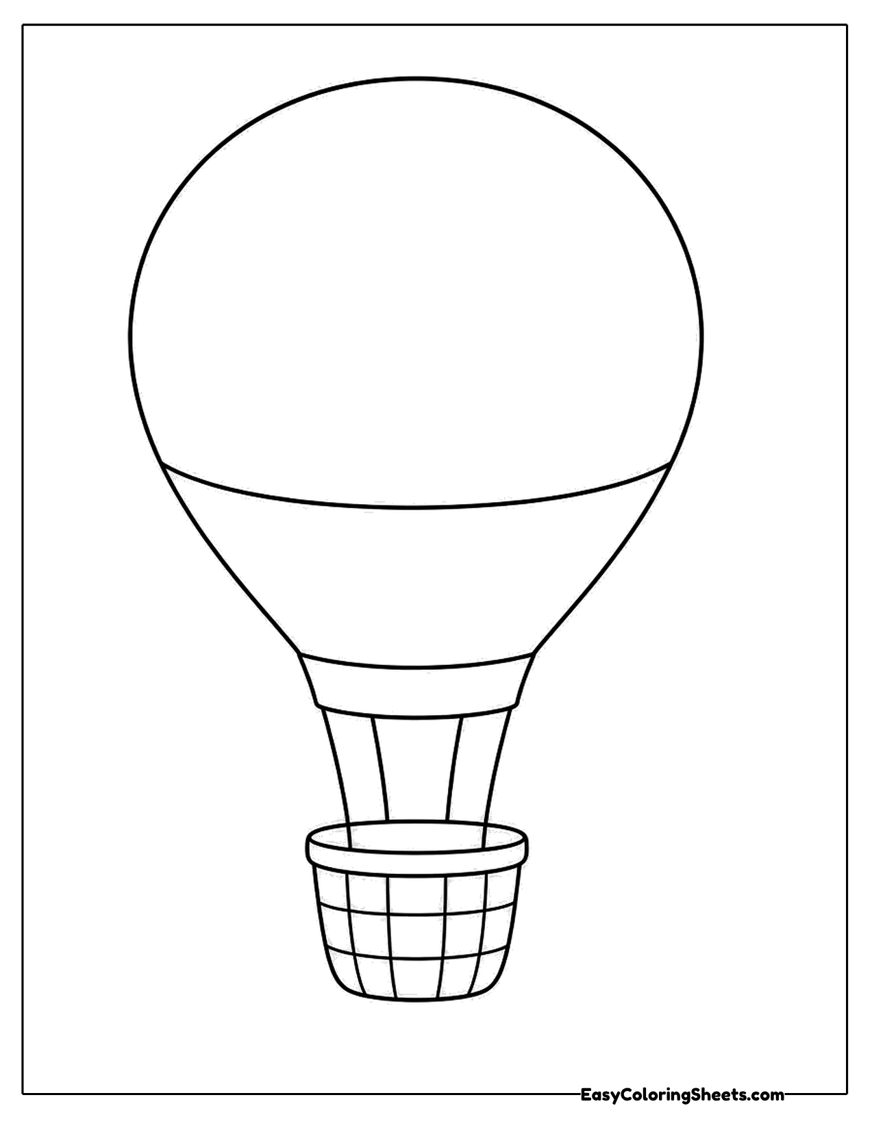 Simple hot air balloon with a band and basket