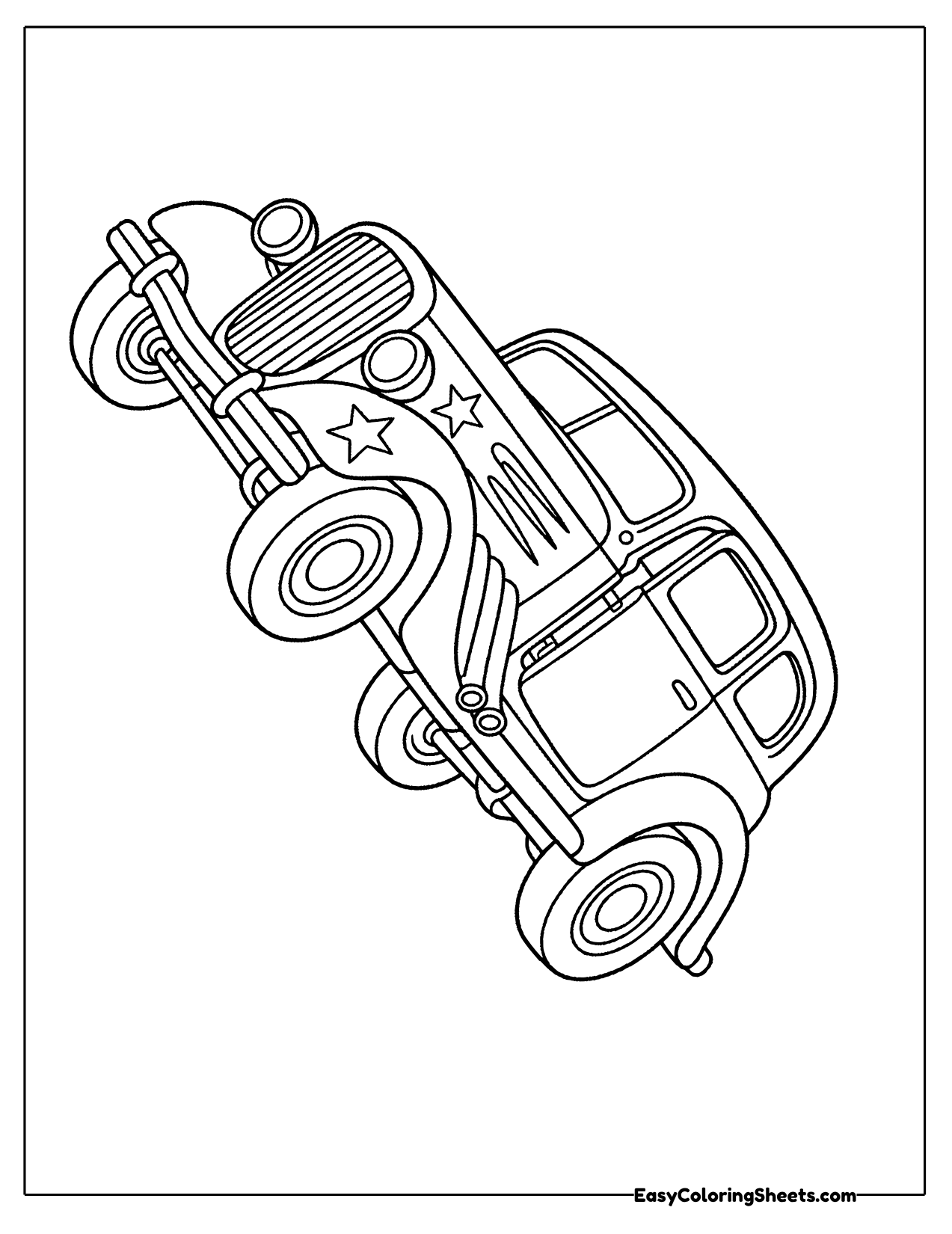 Hot rod sedan decorated with stars