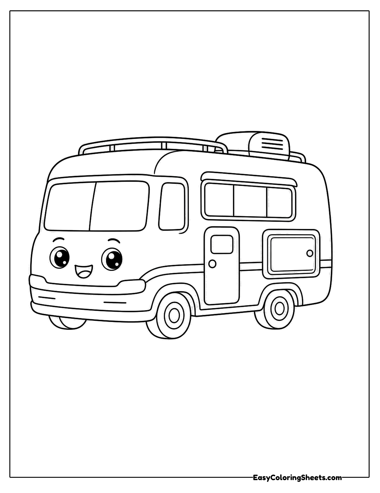 Cute camper character with a smiling face