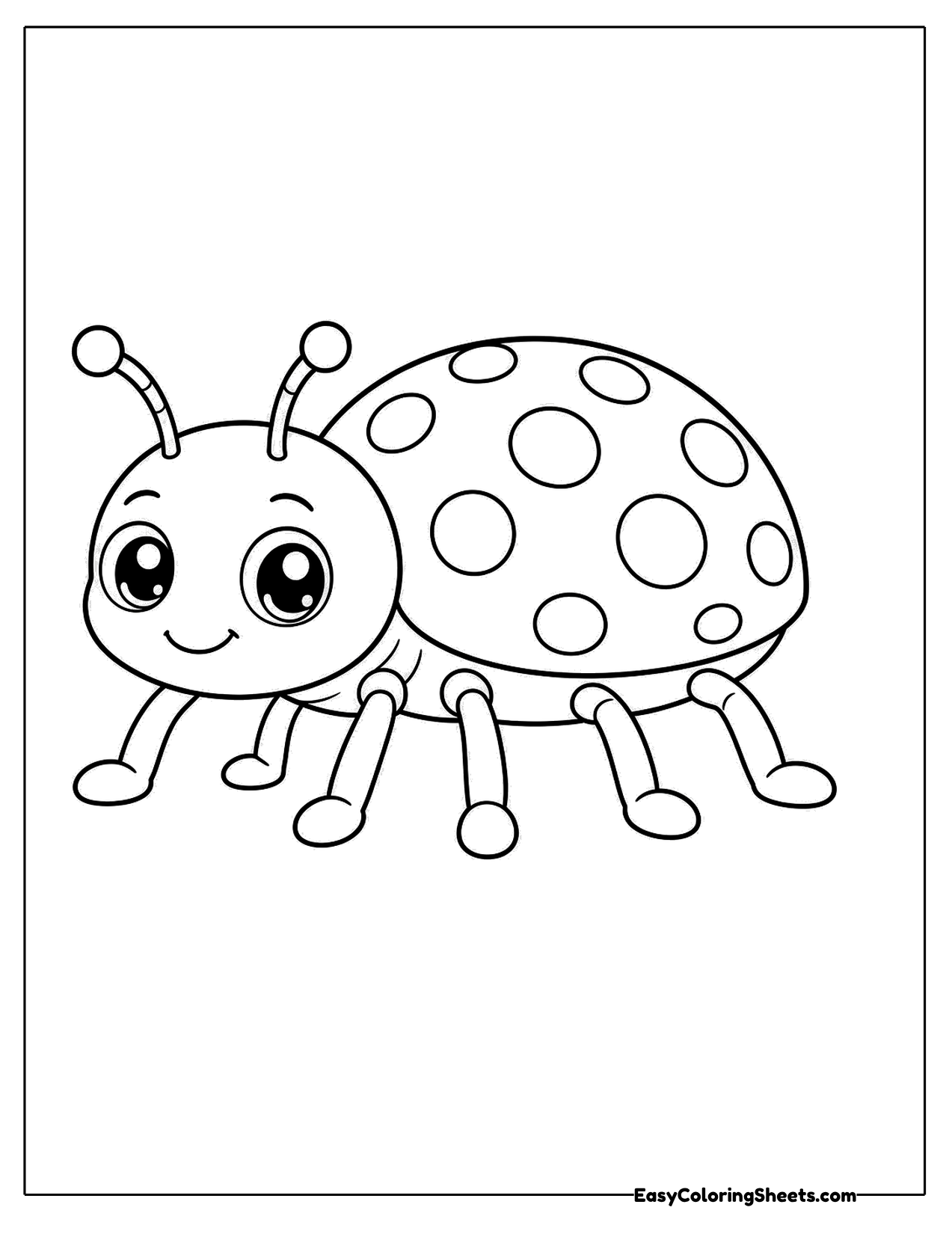 Cute ladybug character with dotted shell