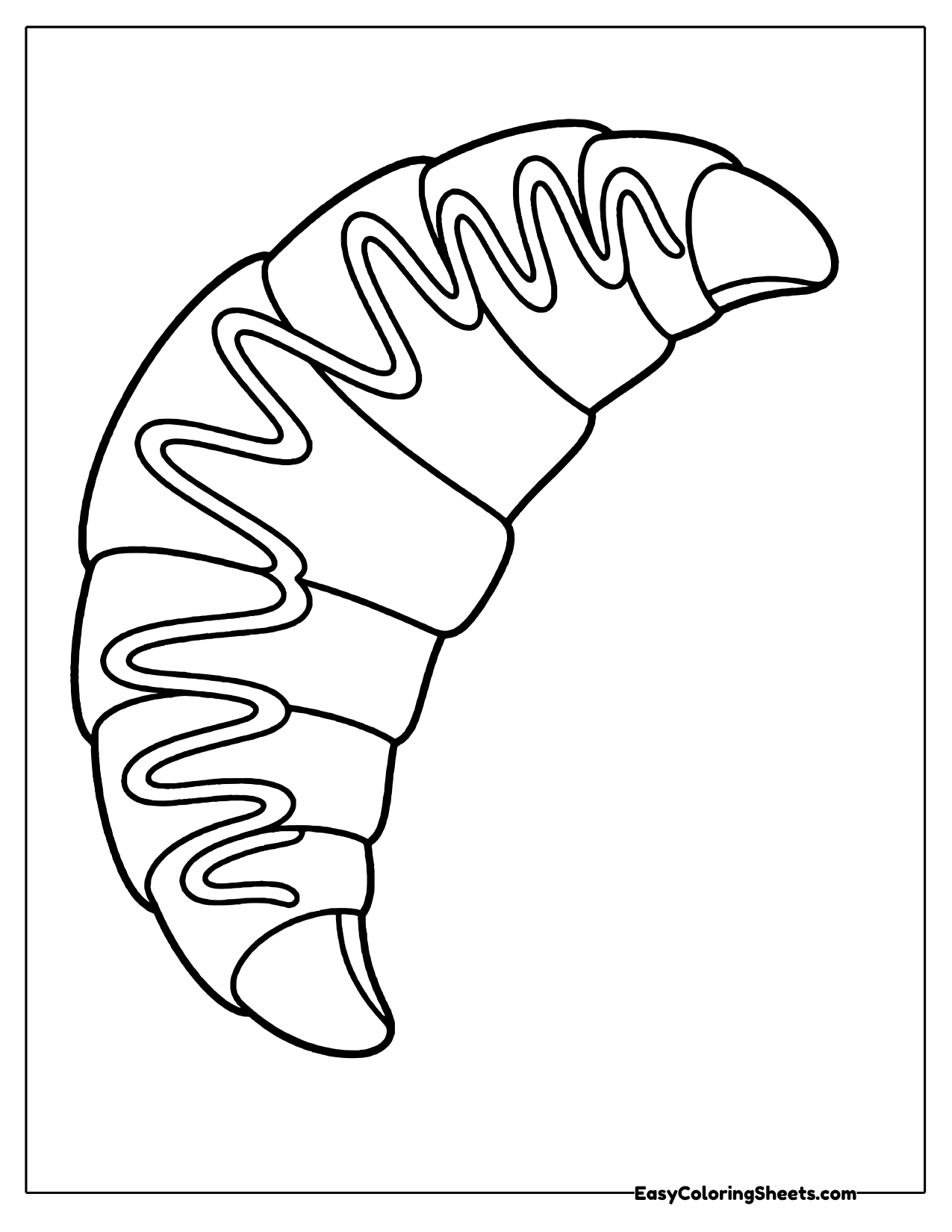 Wide crescent croissant with a zigzag chocolate drizzle