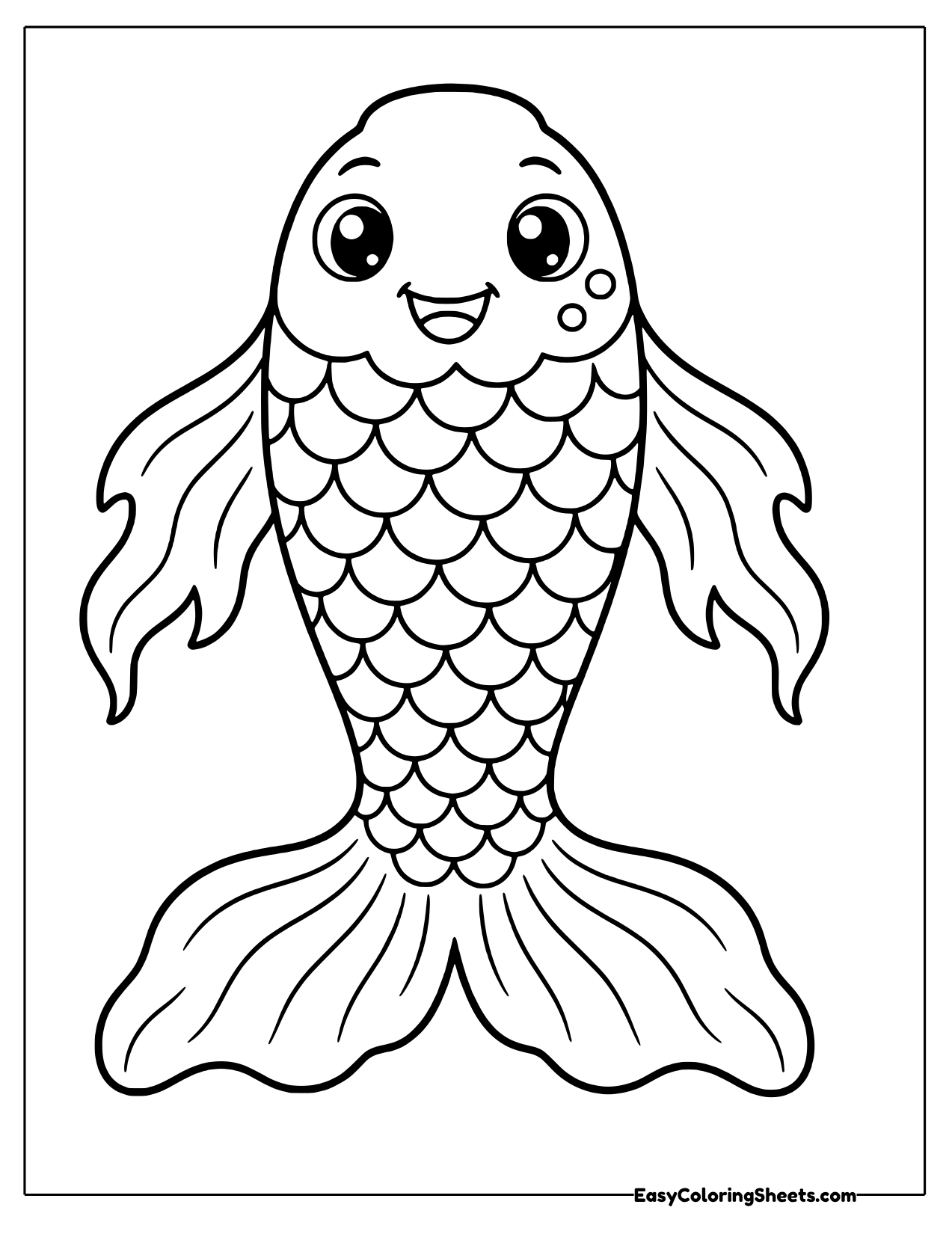 Smiling koi with patterned scales