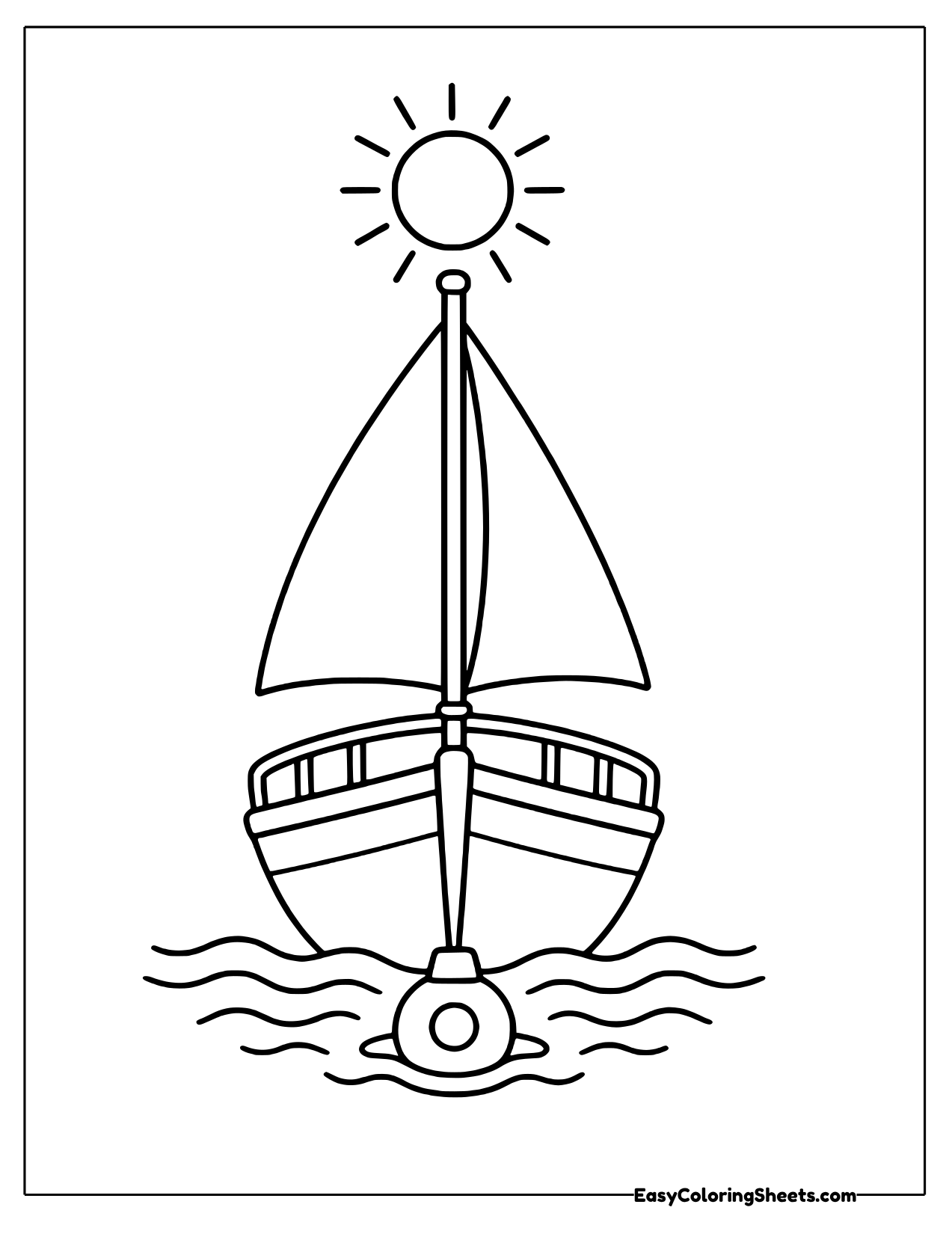 Yacht with a tall sail under the sun