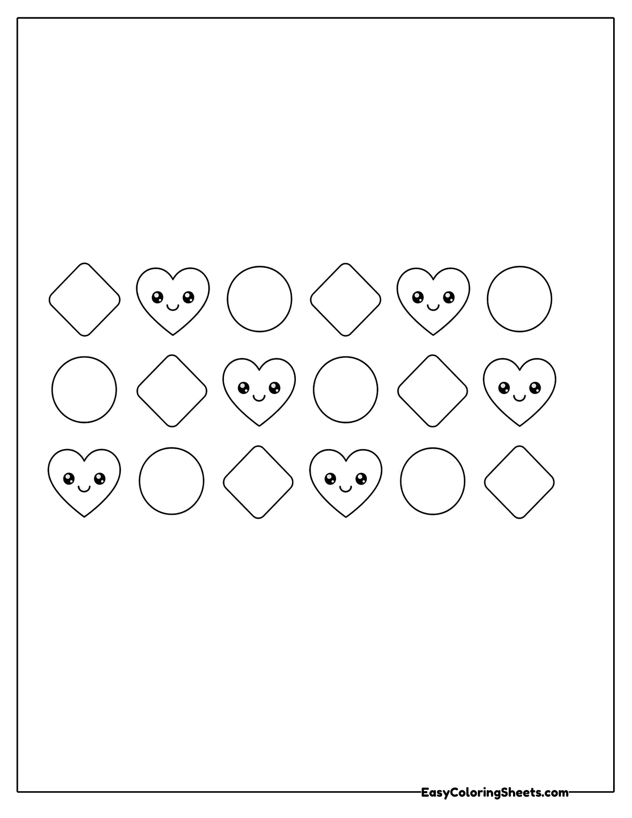 Easy pattern of shapes and heart faces