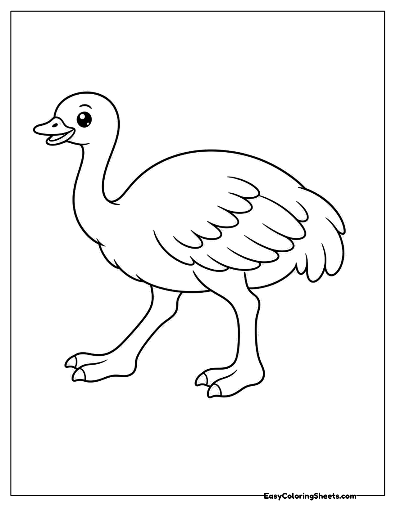 Cute ostrich walking sideways