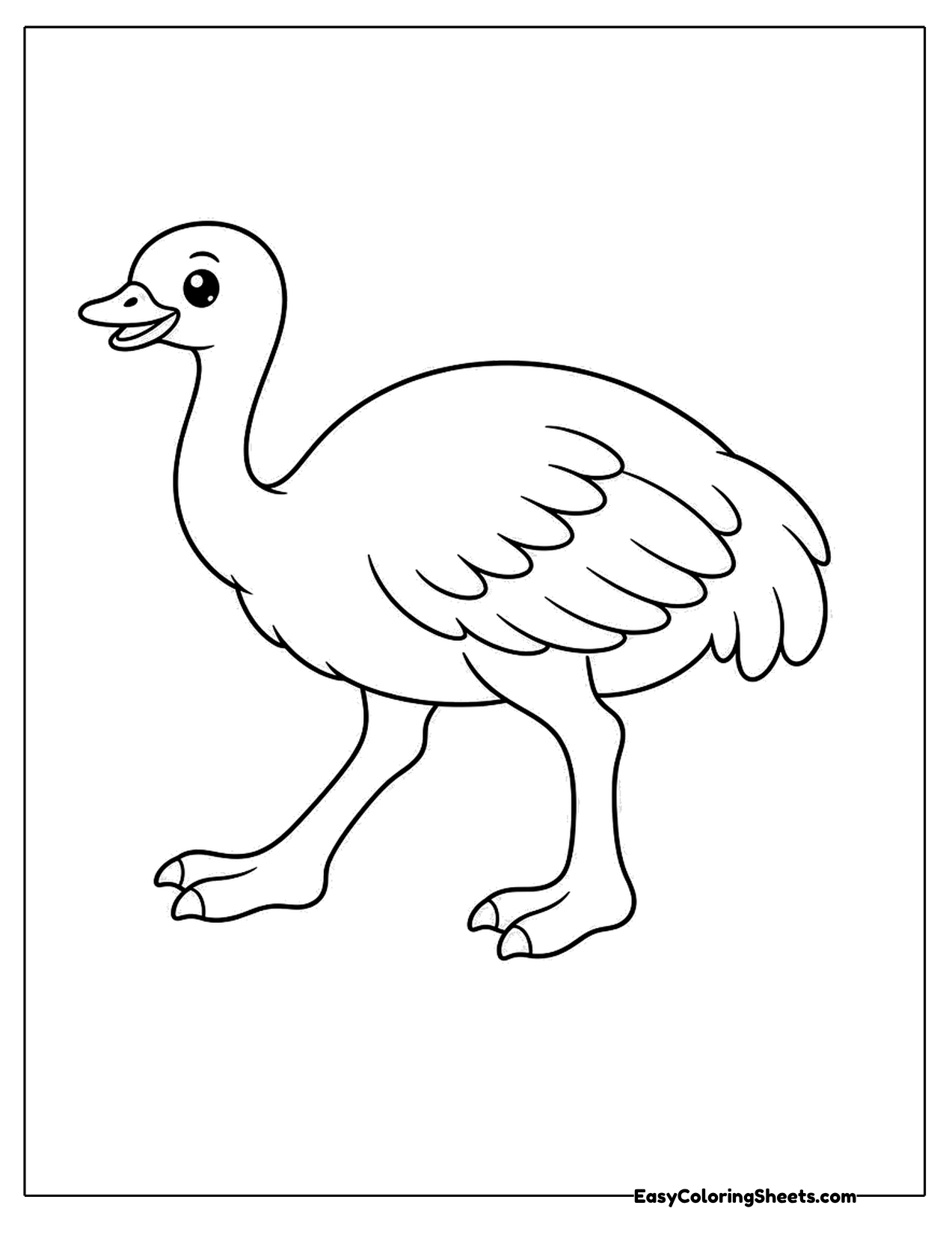 Cute ostrich walking sideways