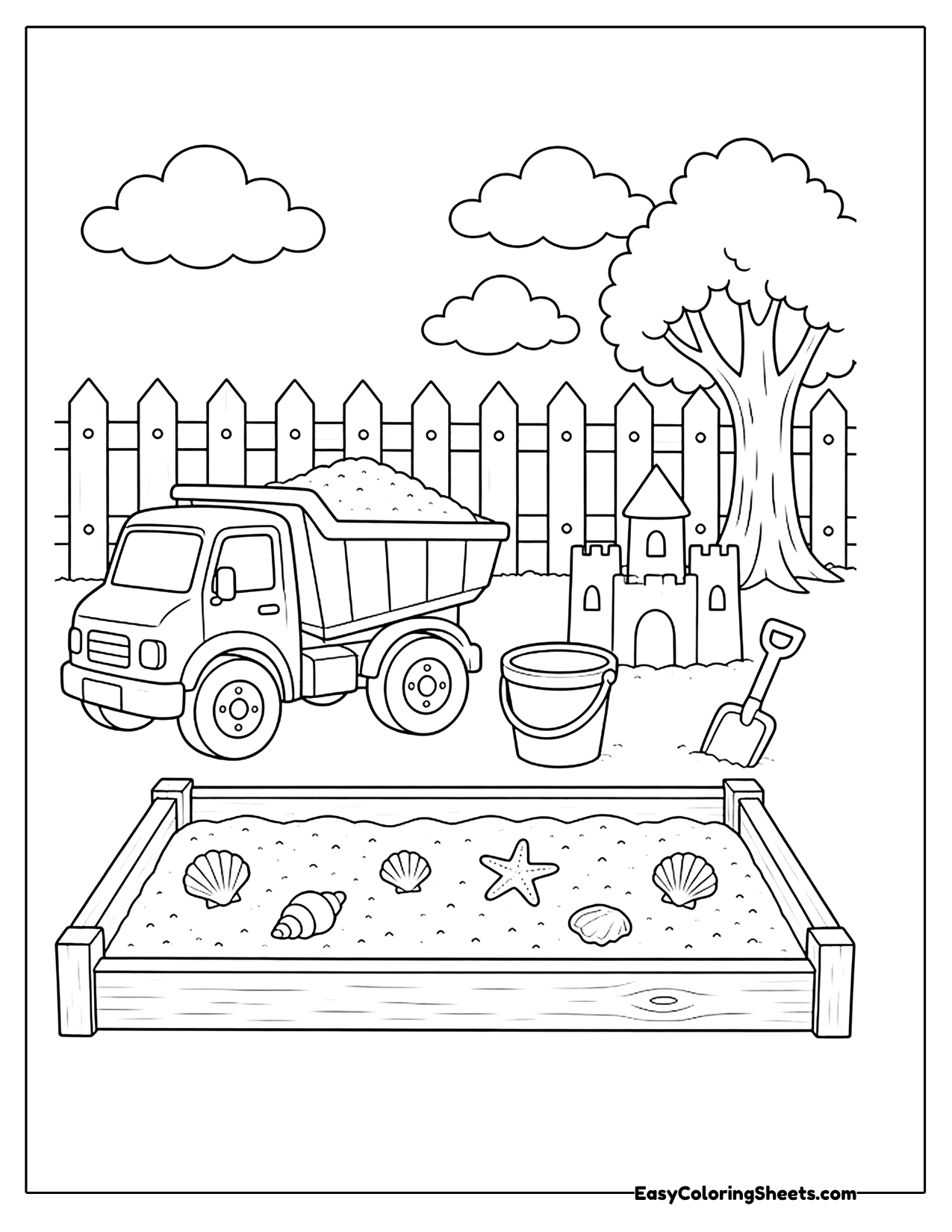Toy dump truck in a sandbox