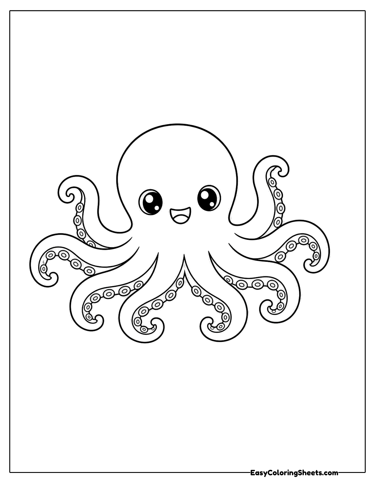 Octopus with tightly curled tentacles