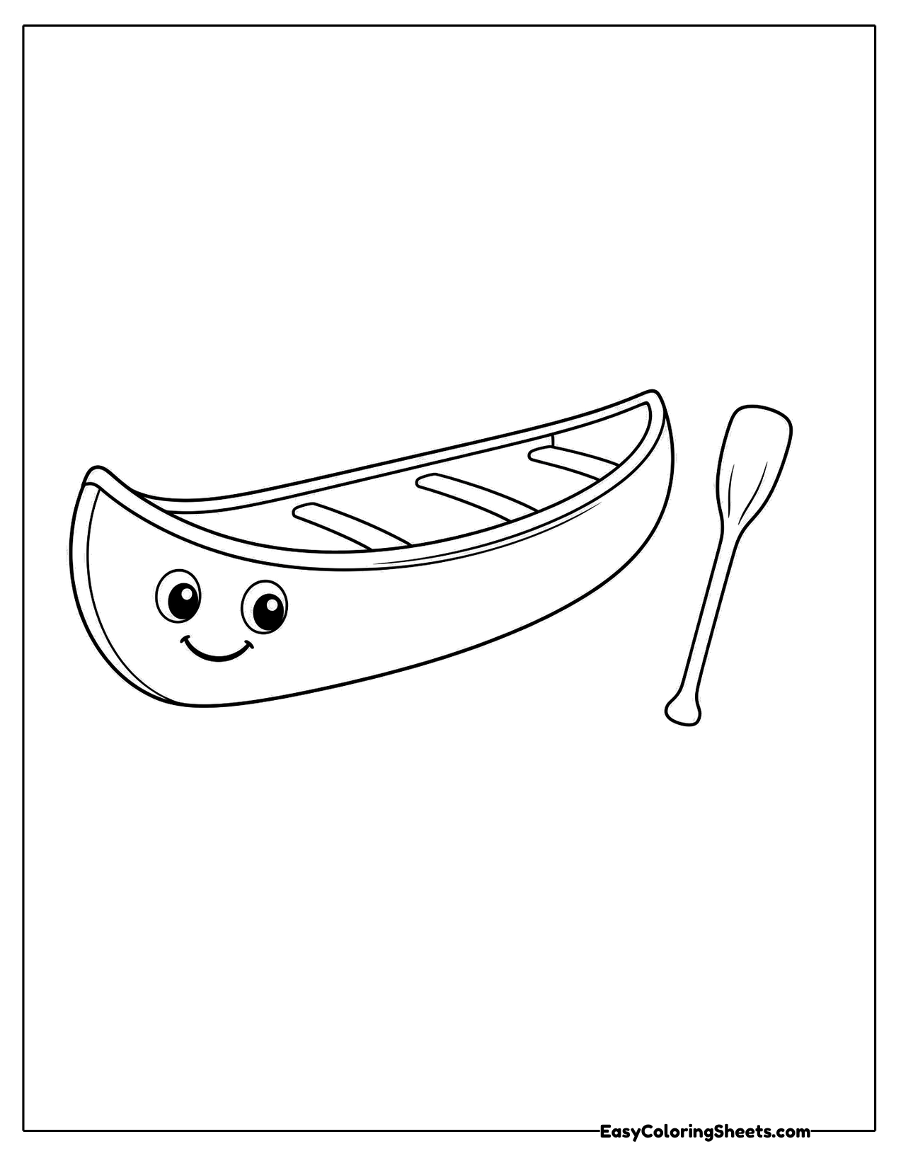 Cute canoe character with a paddle