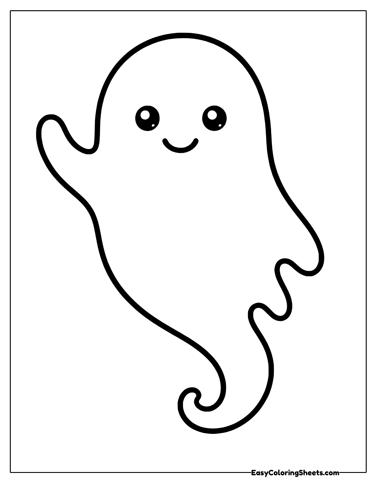 Ghost template with a wispy, curling tail instead of a hem