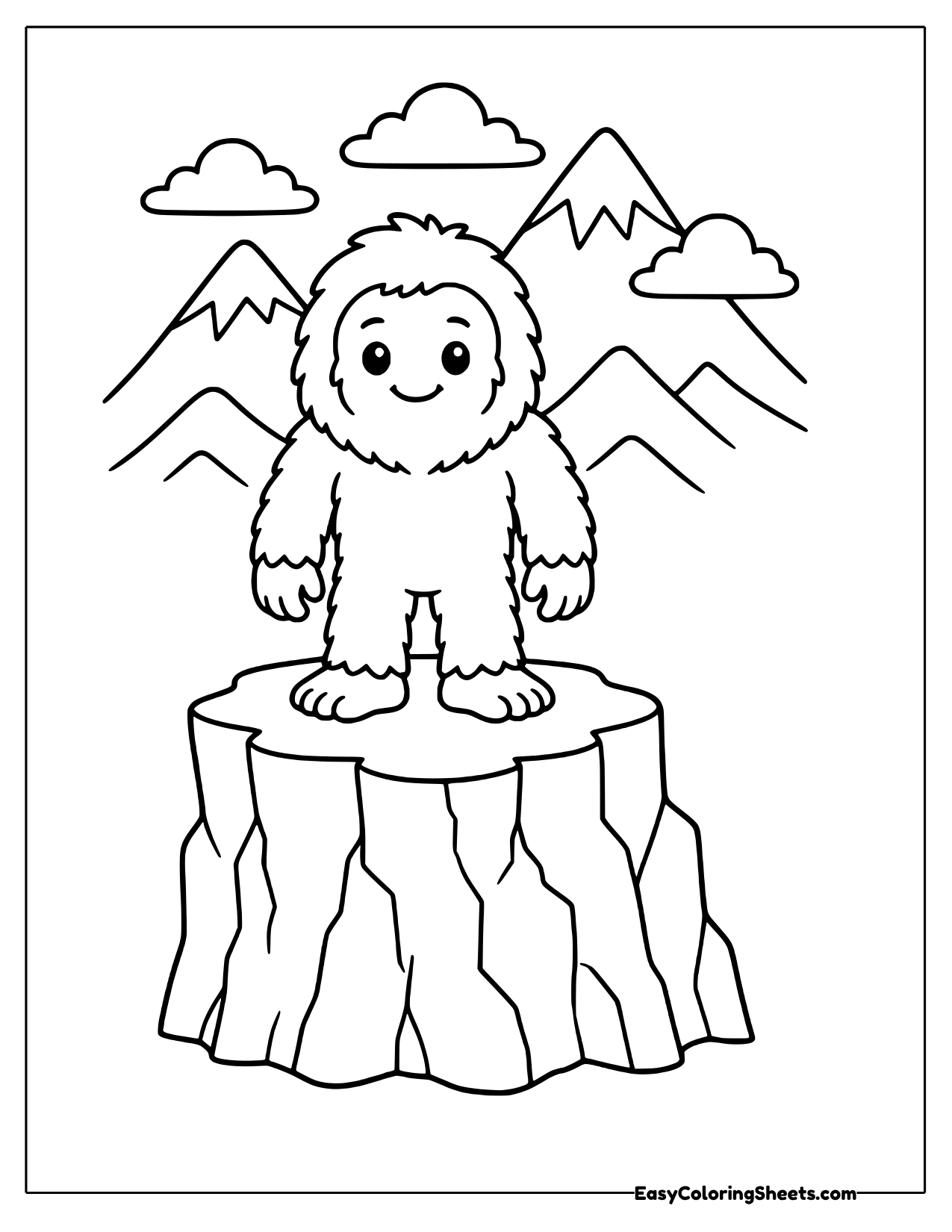 Bigfoot standing on a cliff ledge