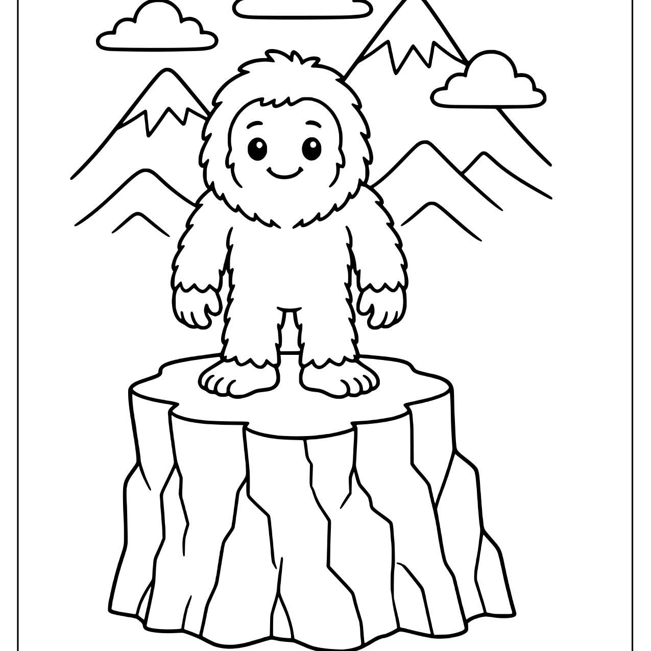 Bigfoot standing on a cliff ledge