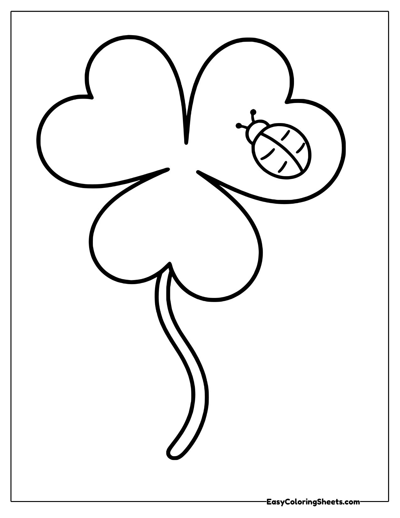 Big three leaf shamrock with a tiny ladybug on one leaf