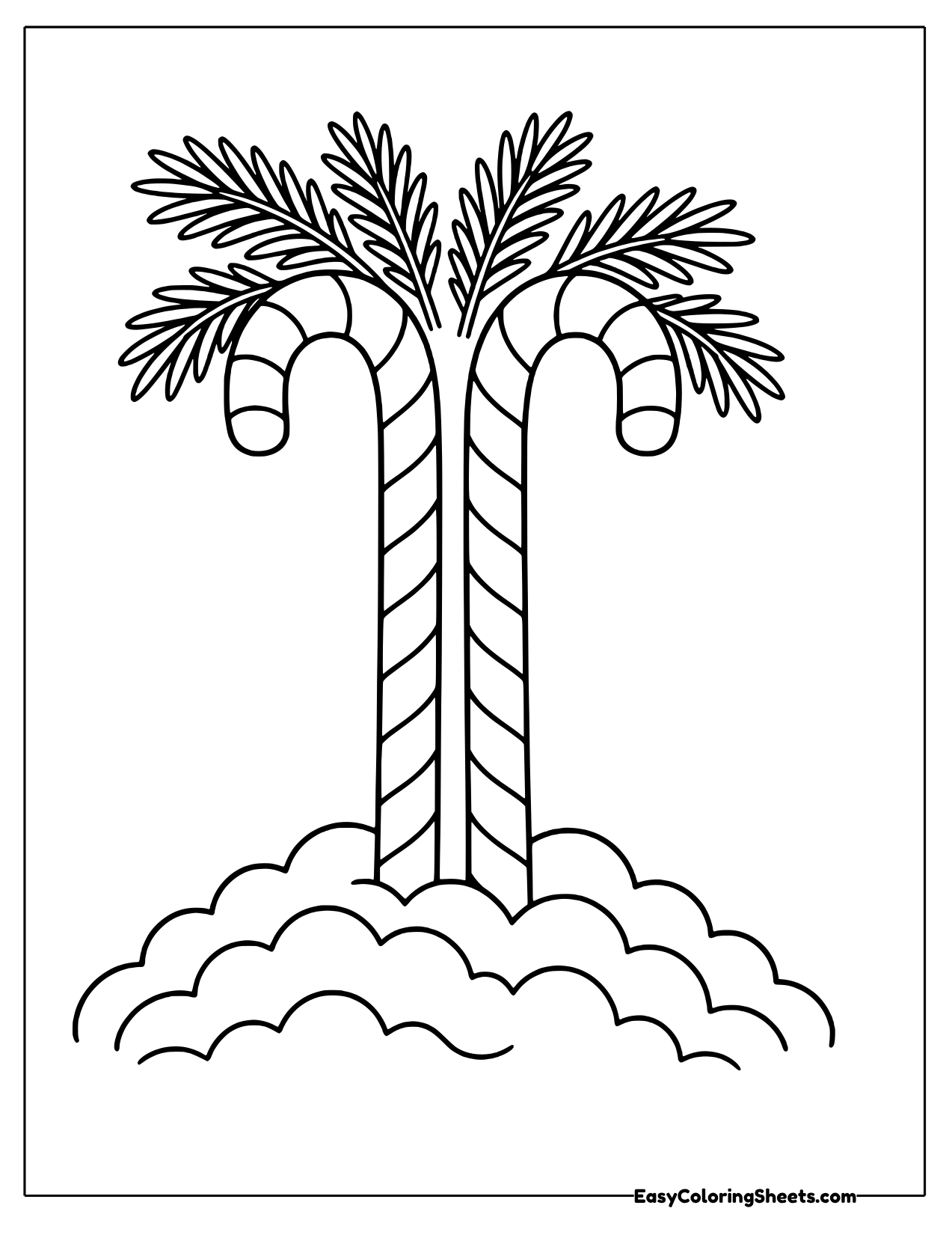Pair of candy canes in the snow with pine