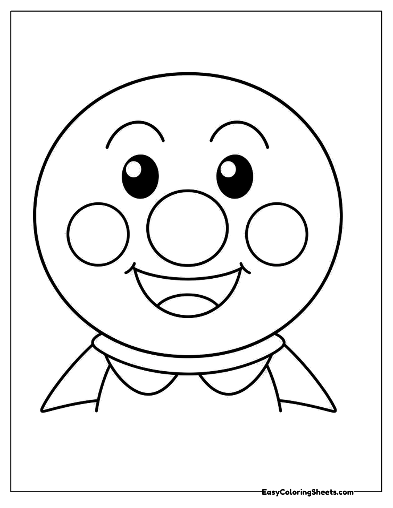 Huge round hero face with a red-style nose and cheeks