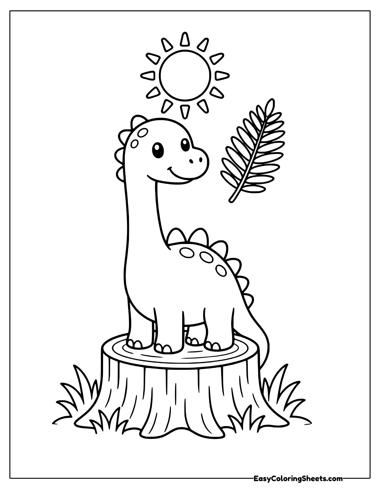 Baby long neck dinosaur on a tree stump