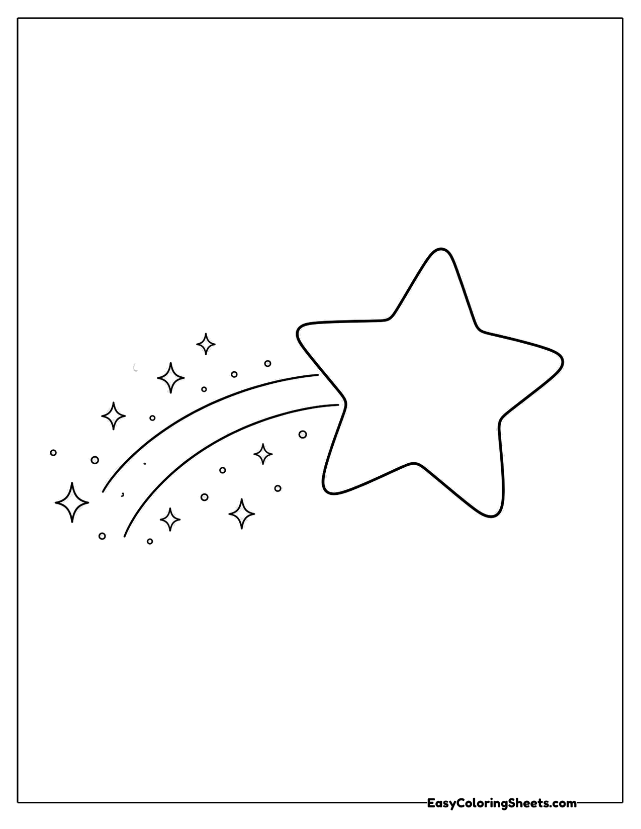 Shooting star with a sparkly trail