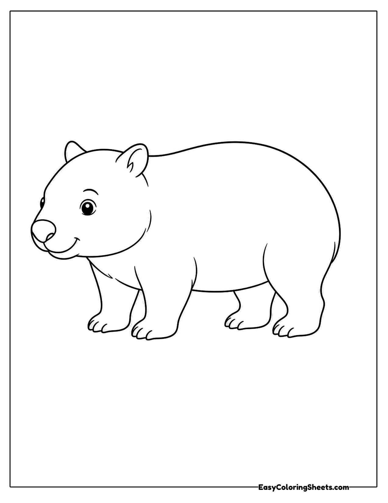 Wombat walking in side view