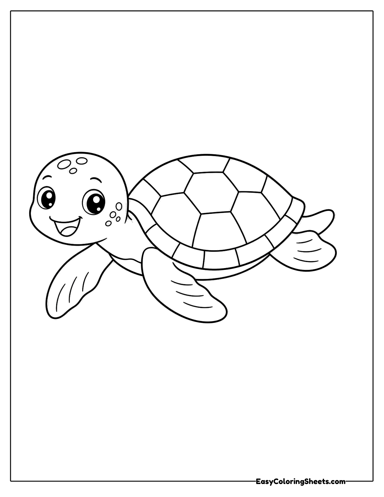 Sea turtle swimming with flippers spread
