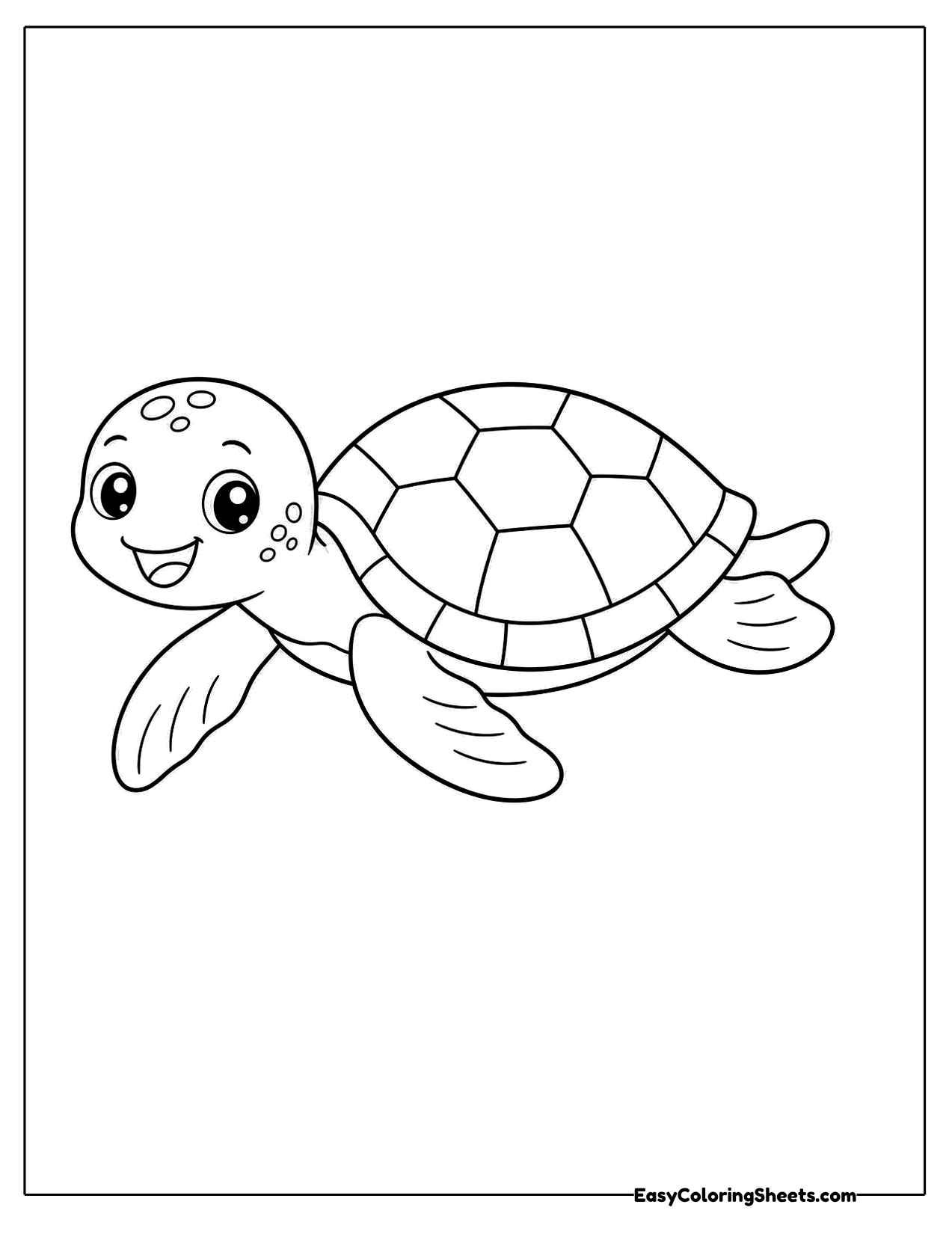 Sea turtle swimming with flippers spread