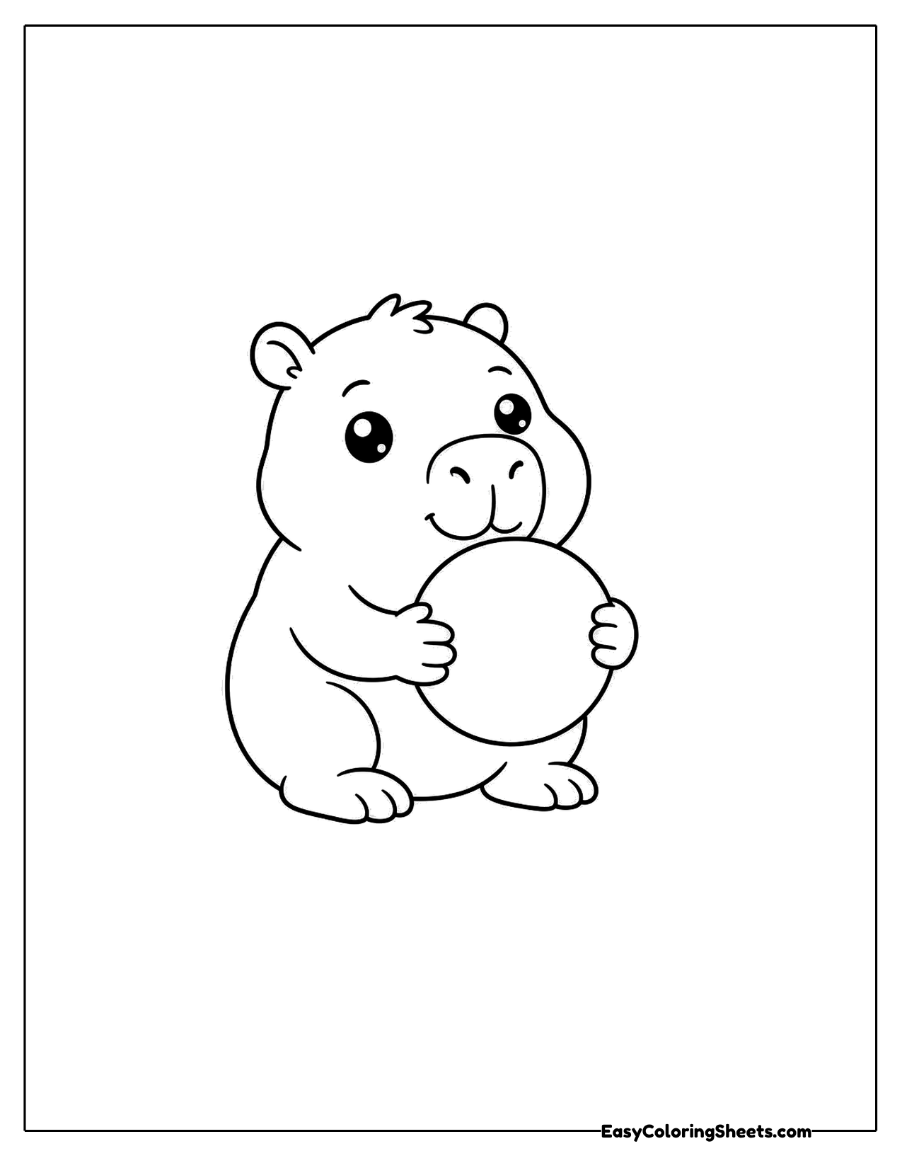 Capybara holding a ball