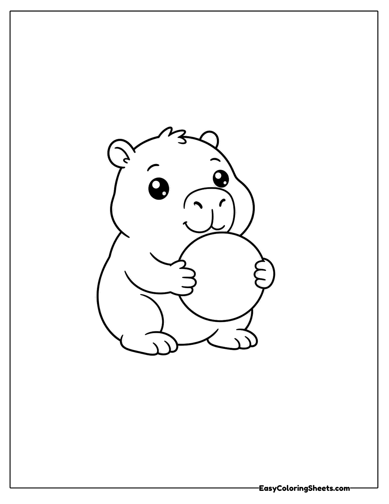 Capybara holding a ball
