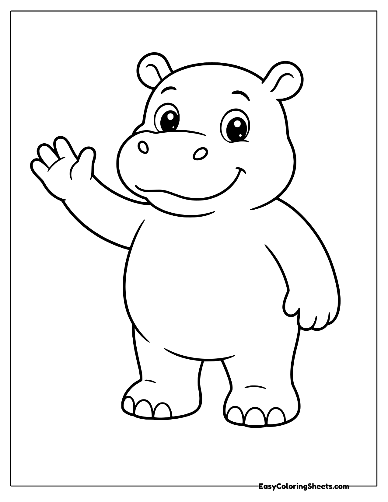 Hippo standing and waving one arm